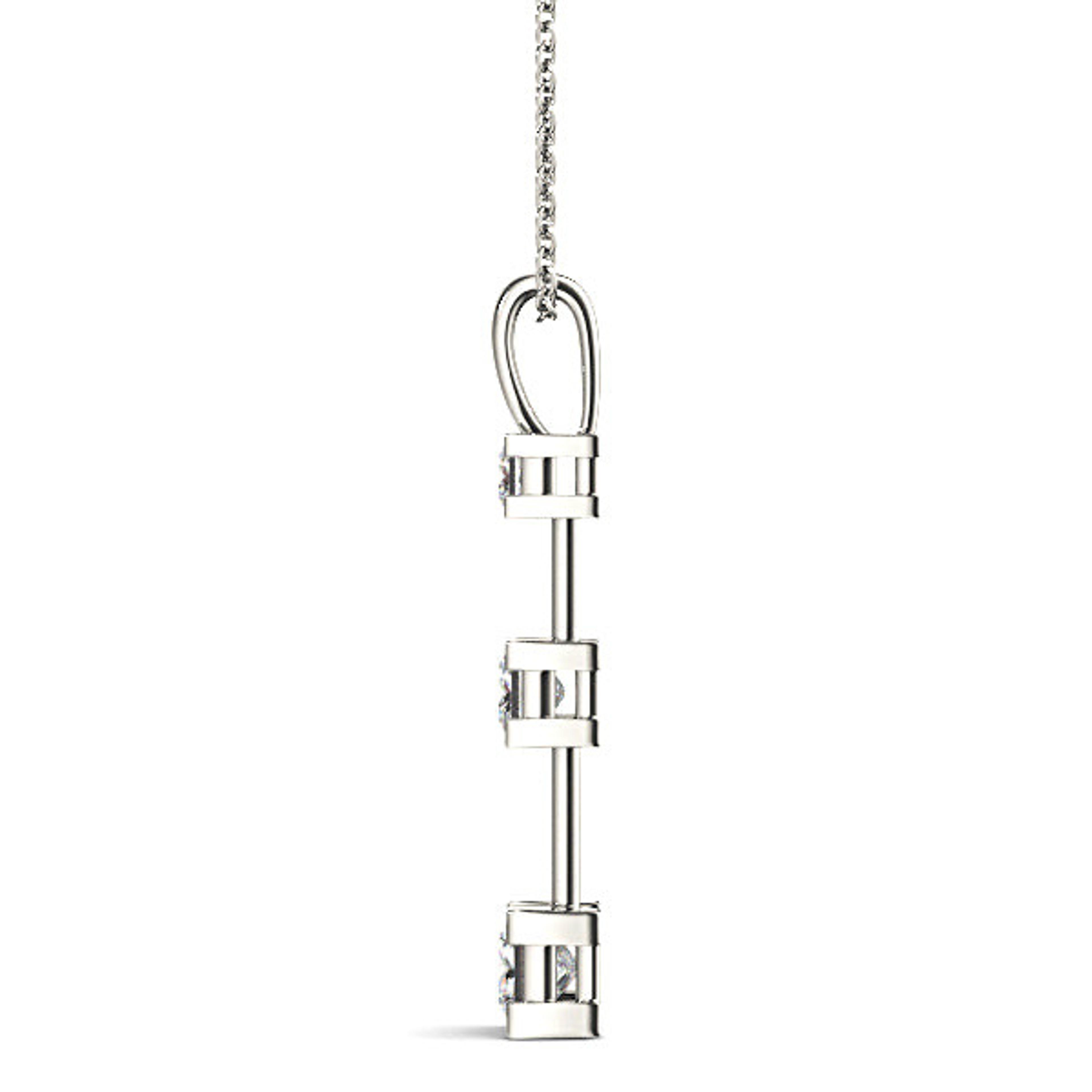 V Prong 1.25 ctw Graduated Princess Cut Diamond Three Stone Necklace Pendant-VIRABYANI