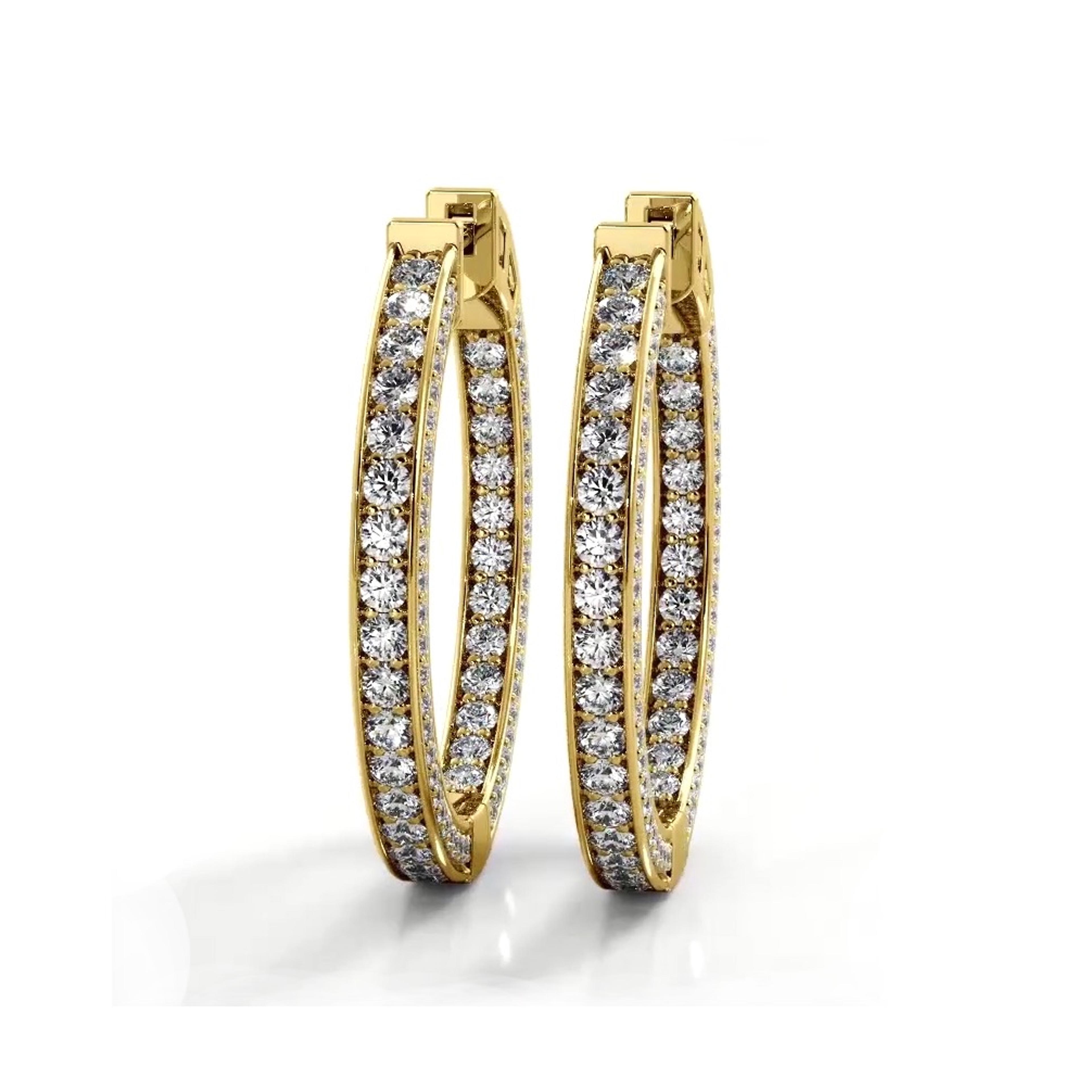 2.0 ctw. Three Sided Inside Out Diamond Hoop Earrings