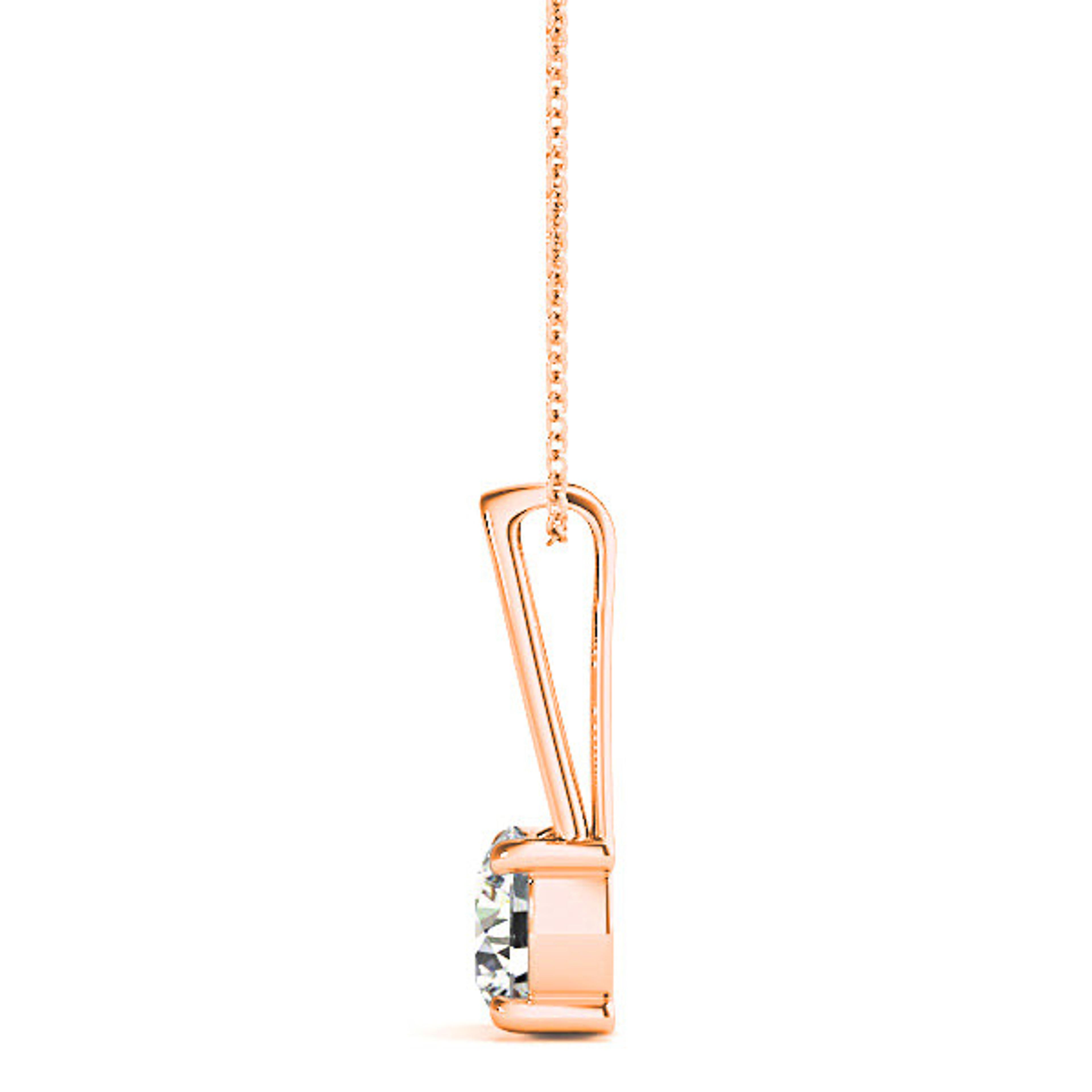 Four Prong Round Diamond Solitaire Necklace Pendant-VIRABYANI