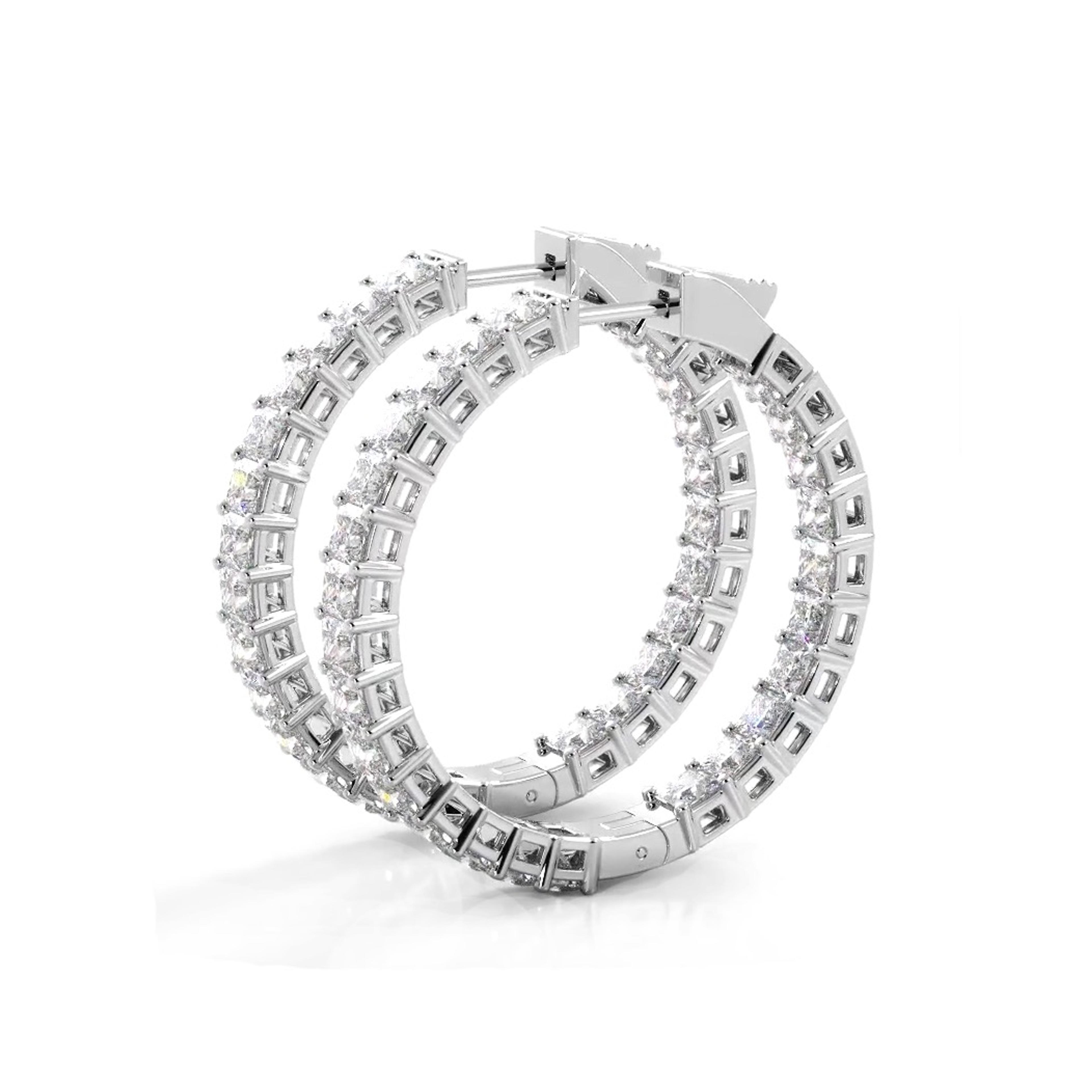Classic 8.0 ctw. Princess Cut Diamond Hoop Earrings