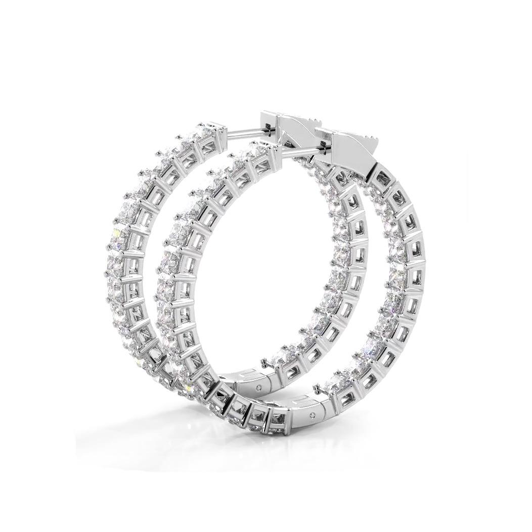 Classic 8.0 ctw. Princess Cut Diamond Hoop Earrings