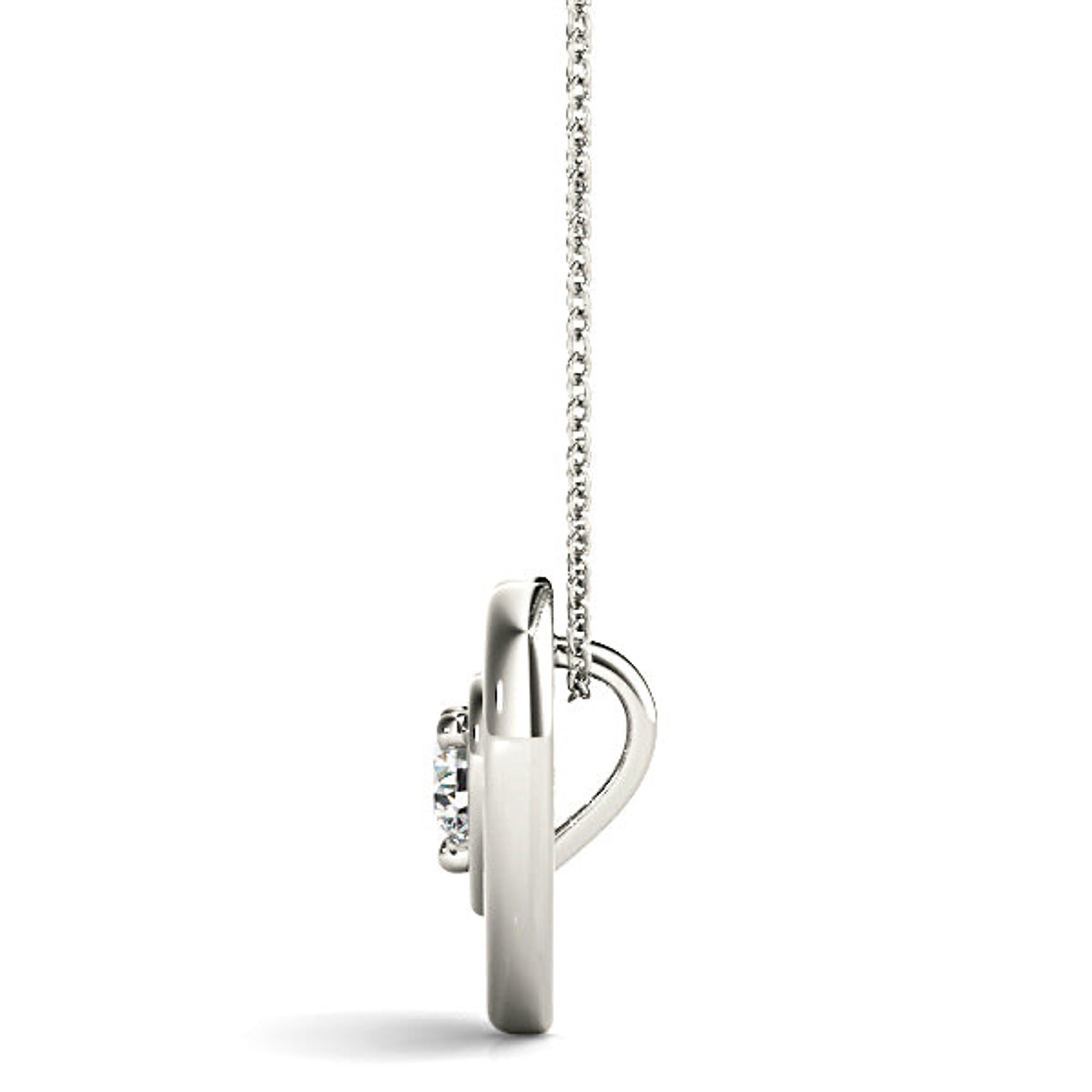 Double Hearth Framed Round Diamond Solitaire Necklace Pendant-VIRABYANI
