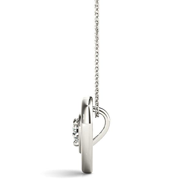 Double Hearth Framed Round Diamond Solitaire Necklace Pendant-VIRABYANI