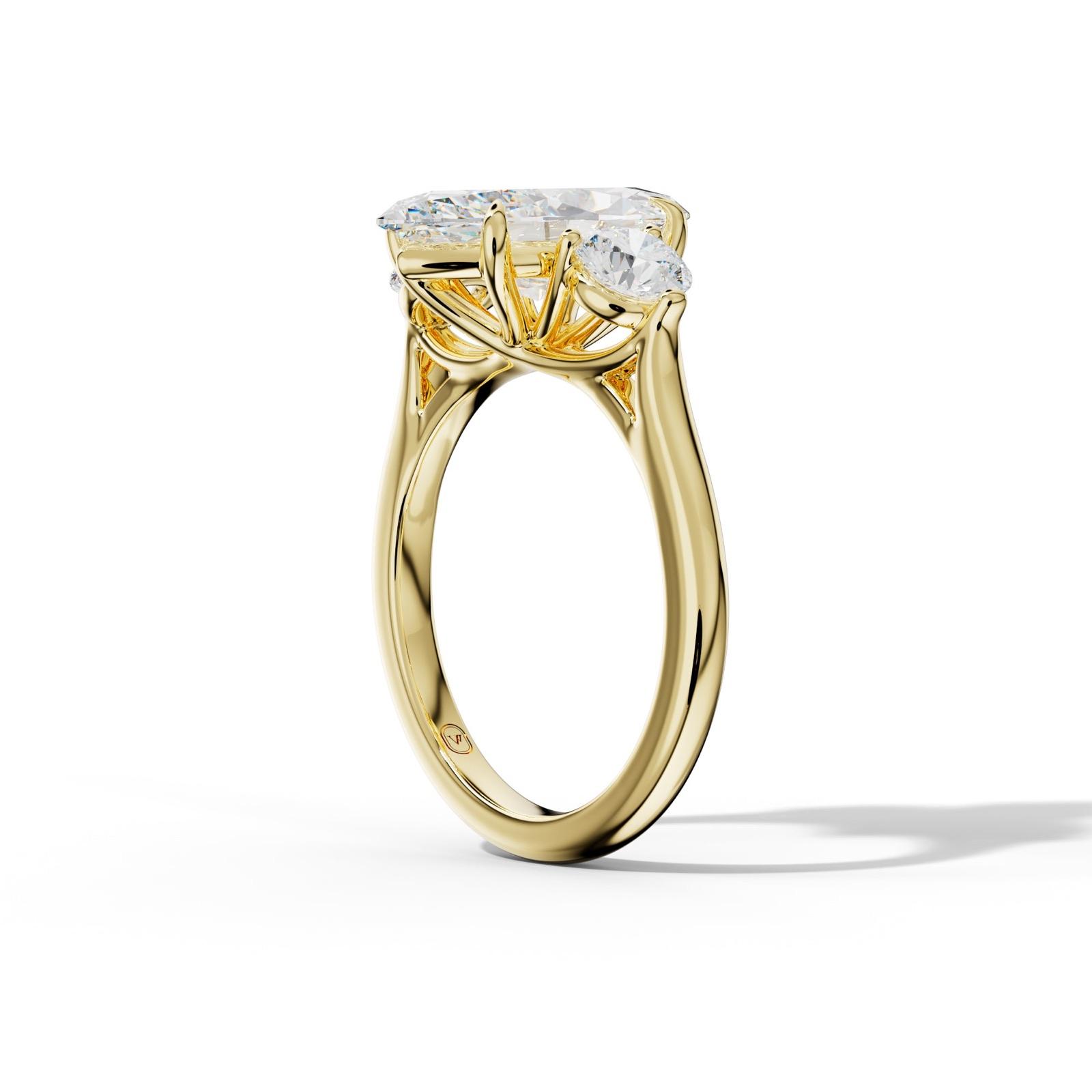 Elsa Marquise Center Round Side Diamond Engagement Ring