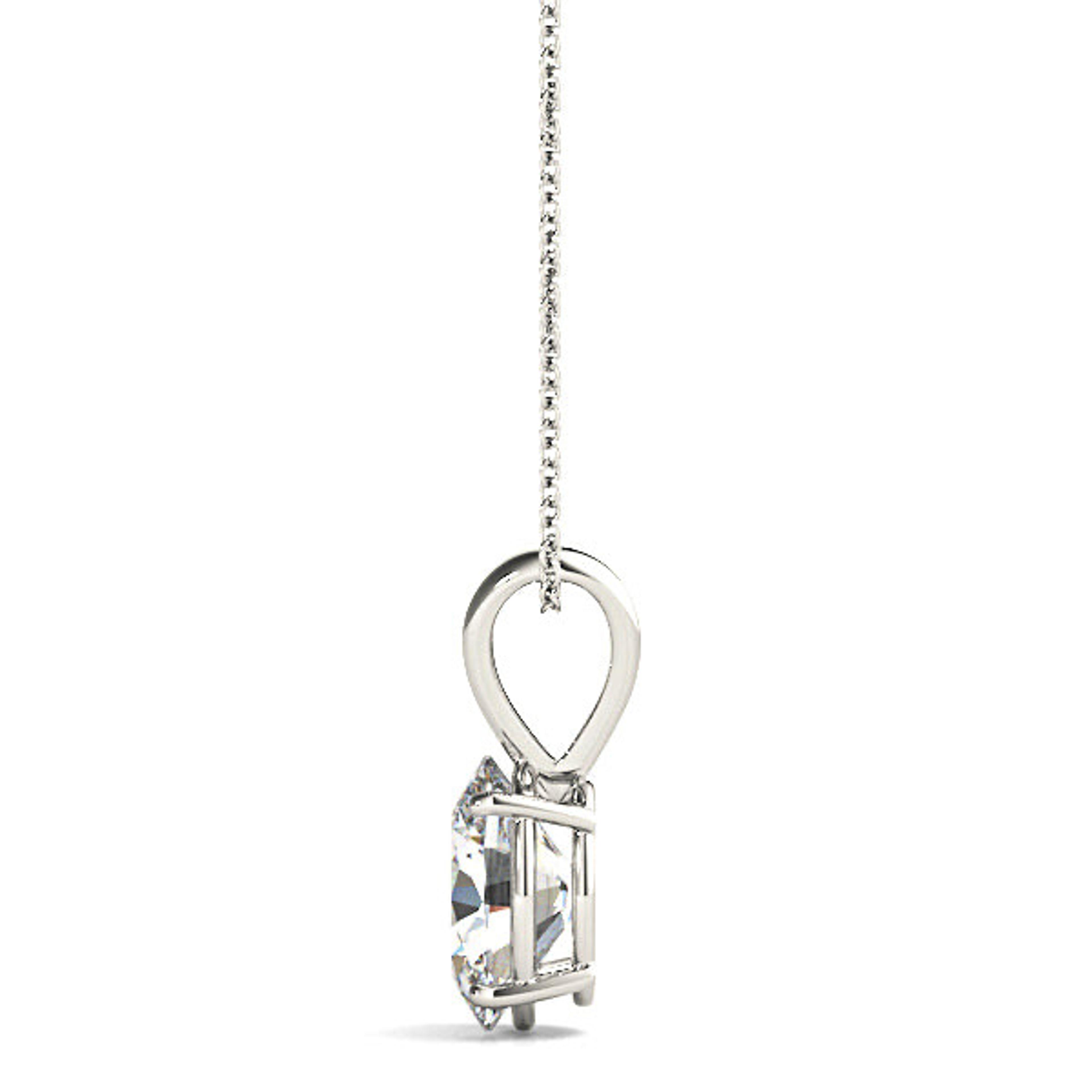 Four Prong Oval Diamond Solitaire Necklace Pendant-VIRABYANI