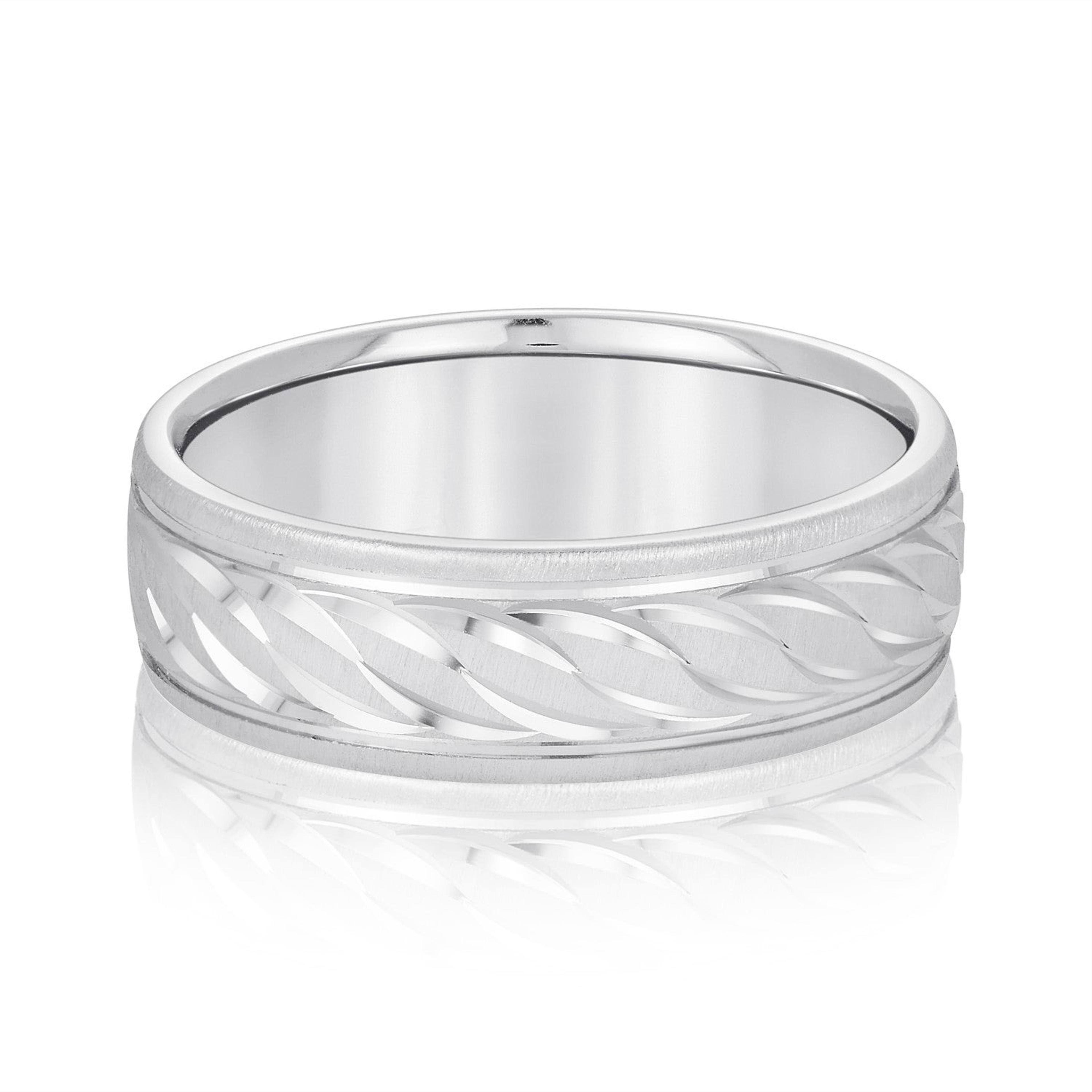 Rope Textured and Engraved Men's Wedding Band