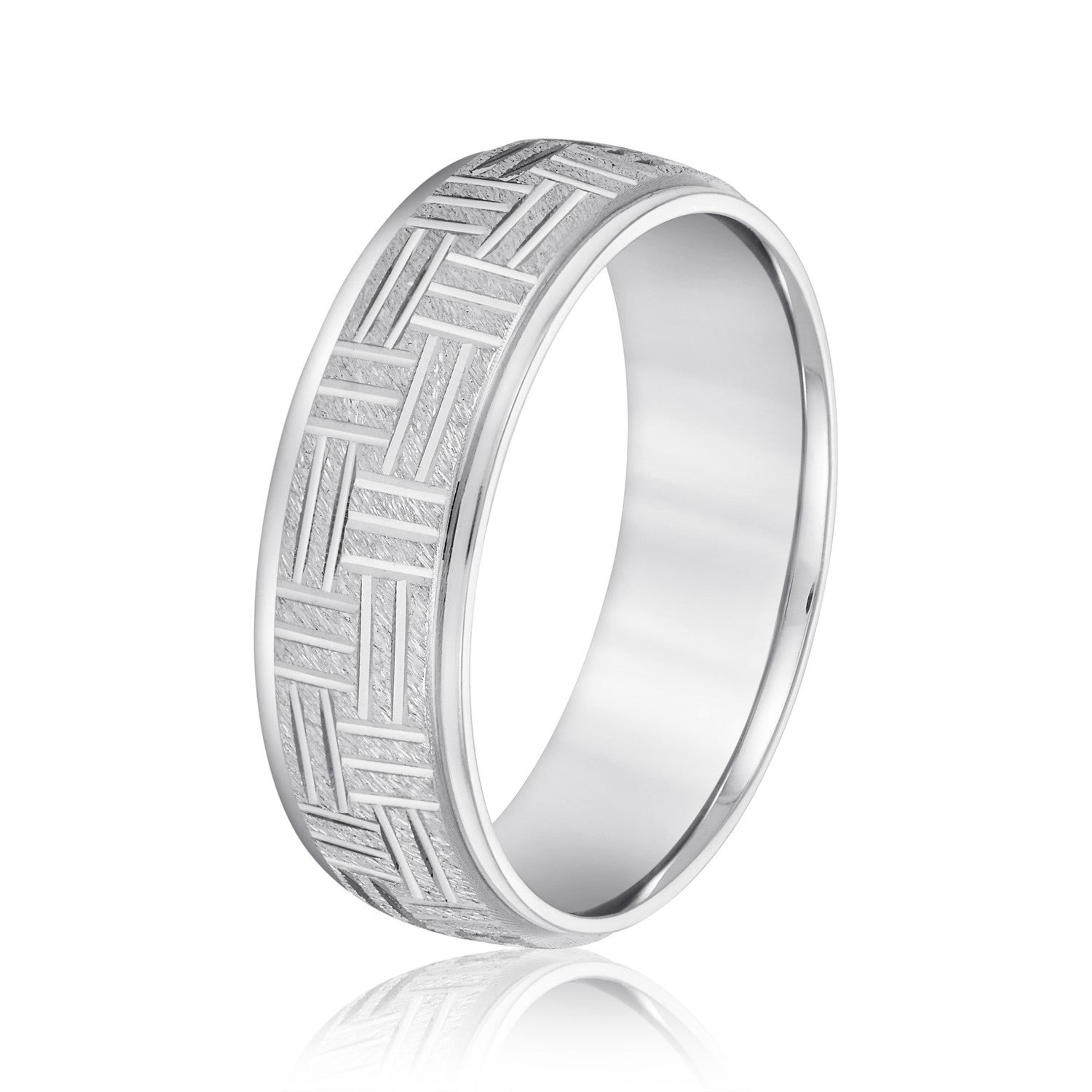 Men's Wedding Band Horizontal & Vertical Lines