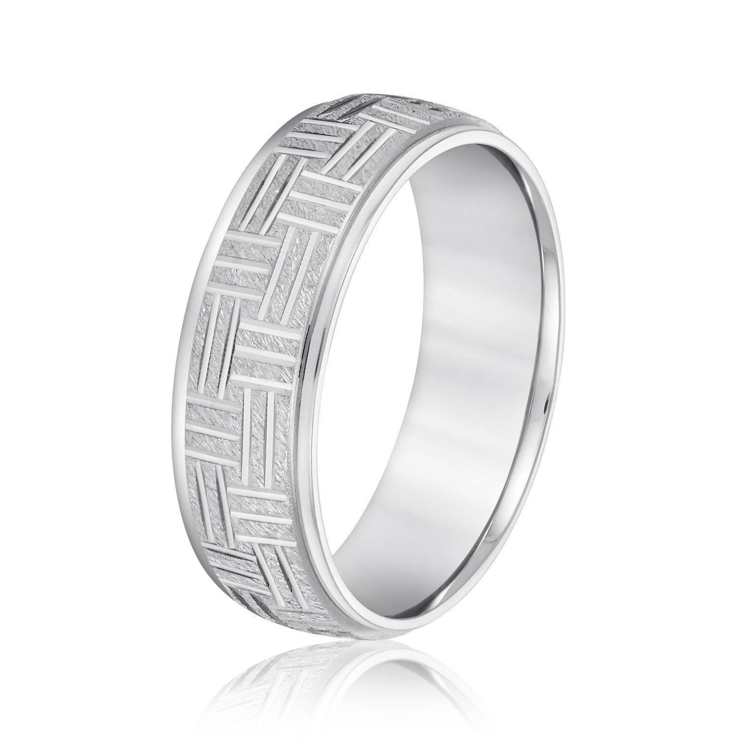 Men's Wedding Band Horizontal & Vertical Lines