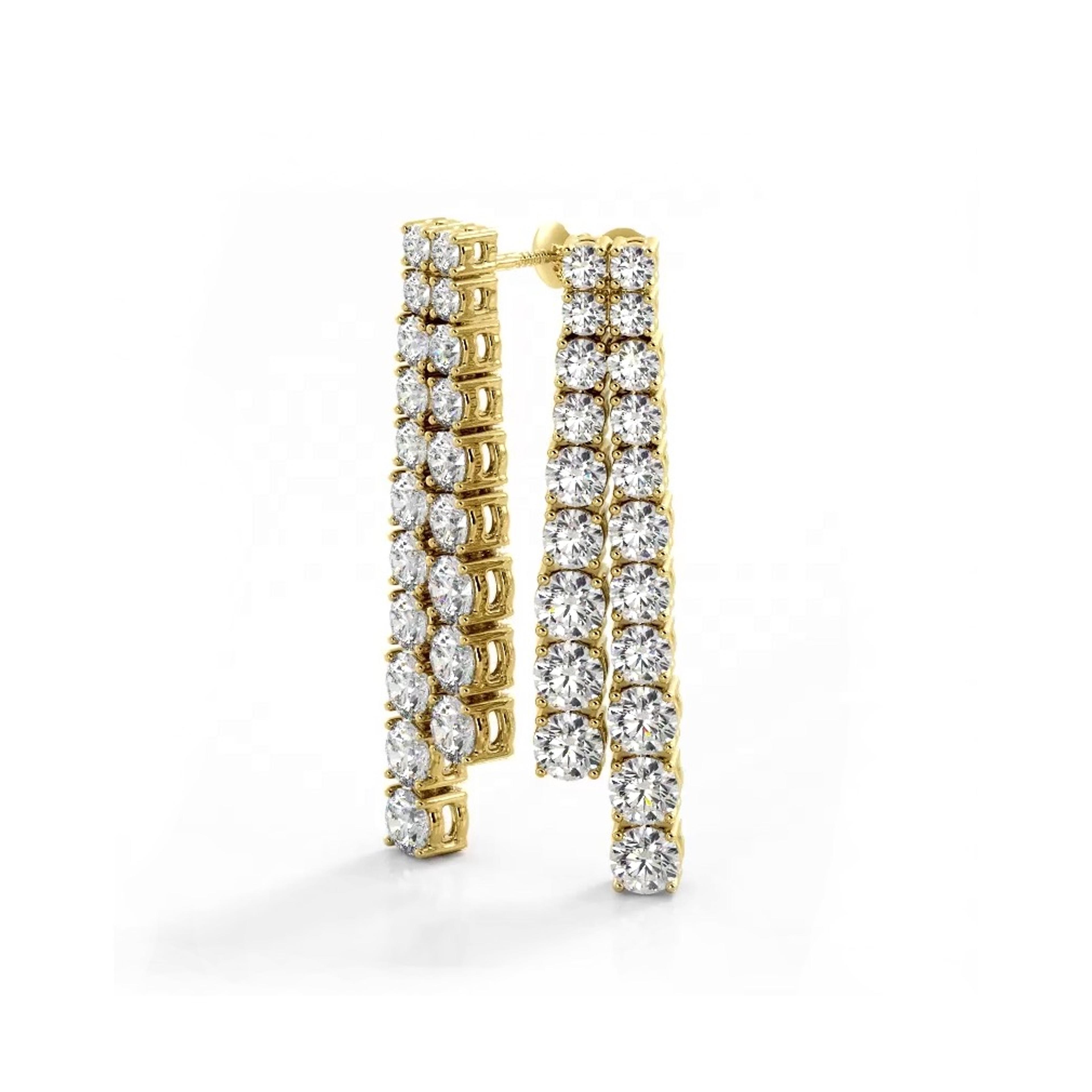 2.50 ctw. Graduated Round Diamond Two Row Drop Earrings