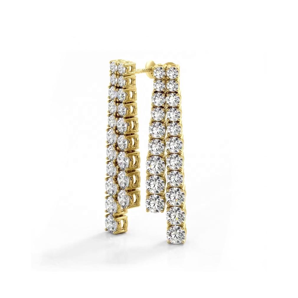 2.50 ctw. Graduated Round Diamond Two Row Drop Earrings