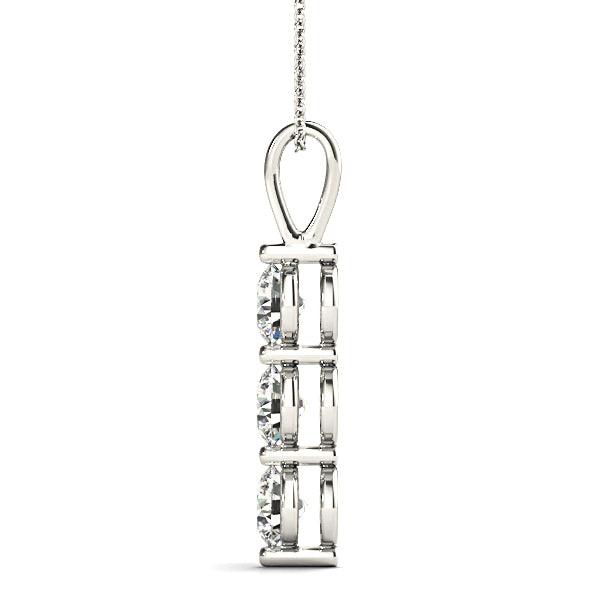 Shared Prong 1.00 ctw Diamond Three Stone Necklace Pendant-VIRABYANI