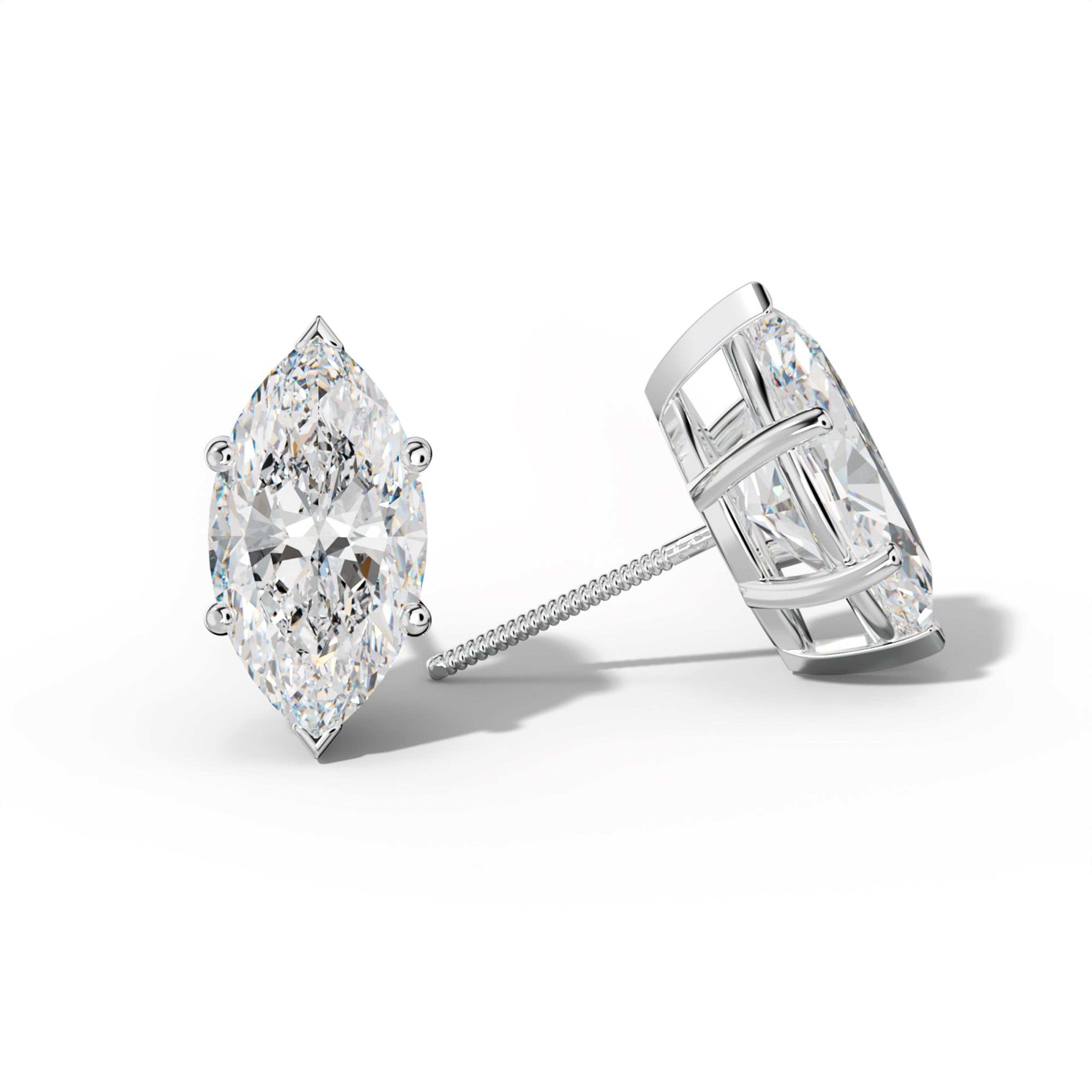Marquise Diamond Stud Earrings With Classic And V Prongs