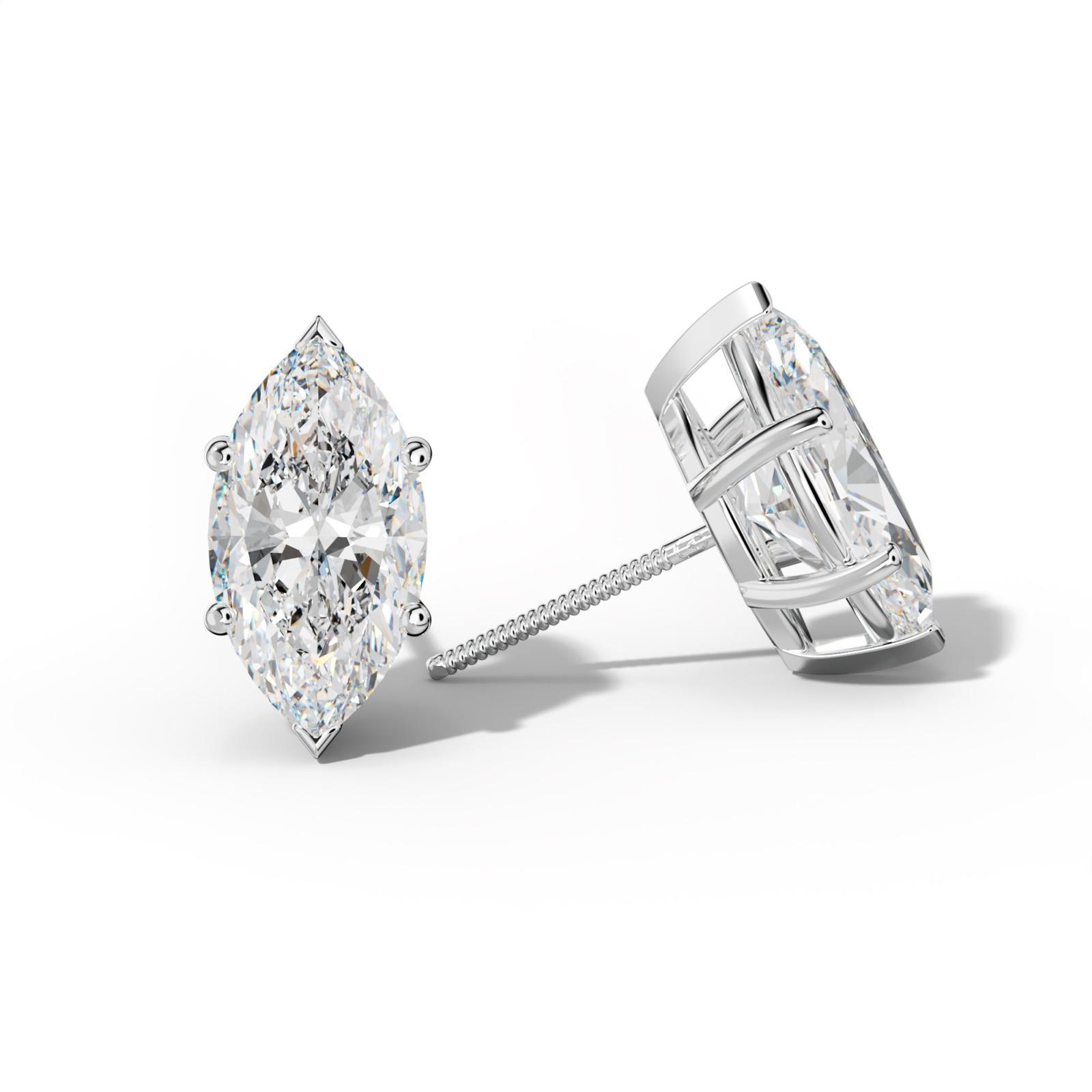 Marquise Diamond Stud Earrings With Classic And V Prongs