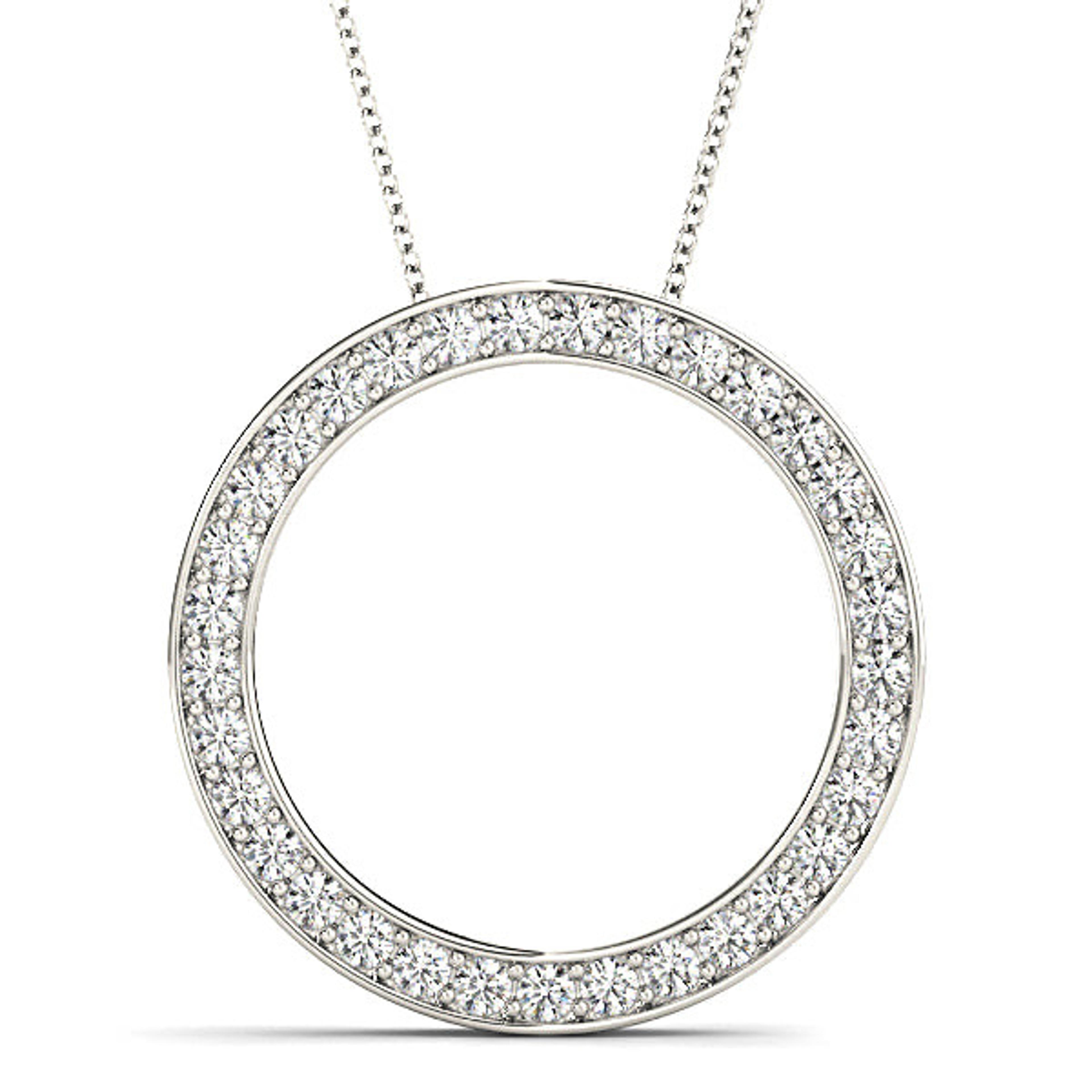 1.00 ctw Diamond Circle Necklace Pendant Pave in Channel Set-VIRABYANI