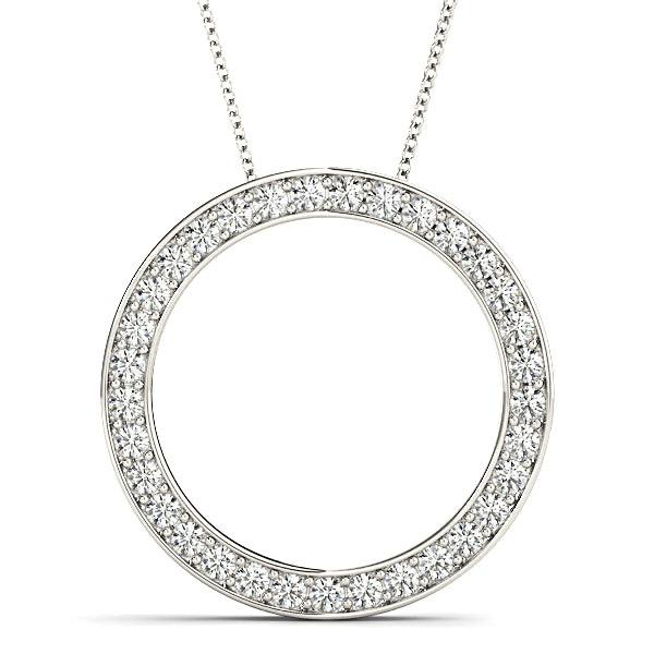 1.00 ctw Diamond Circle Necklace Pendant Pave in Channel Set-VIRABYANI