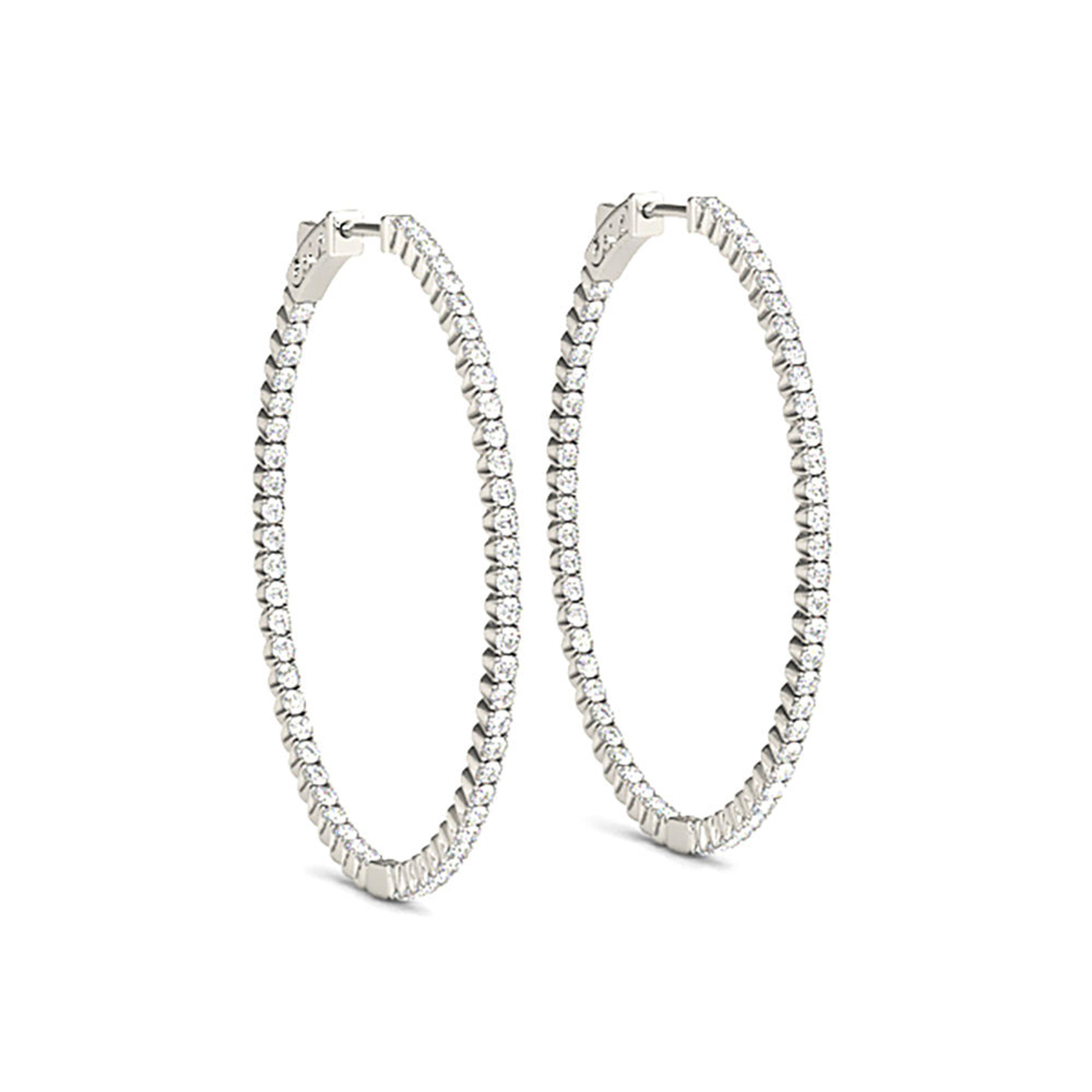 2.25 ctw Diamond Hoop Earrings Oval Inside-Out