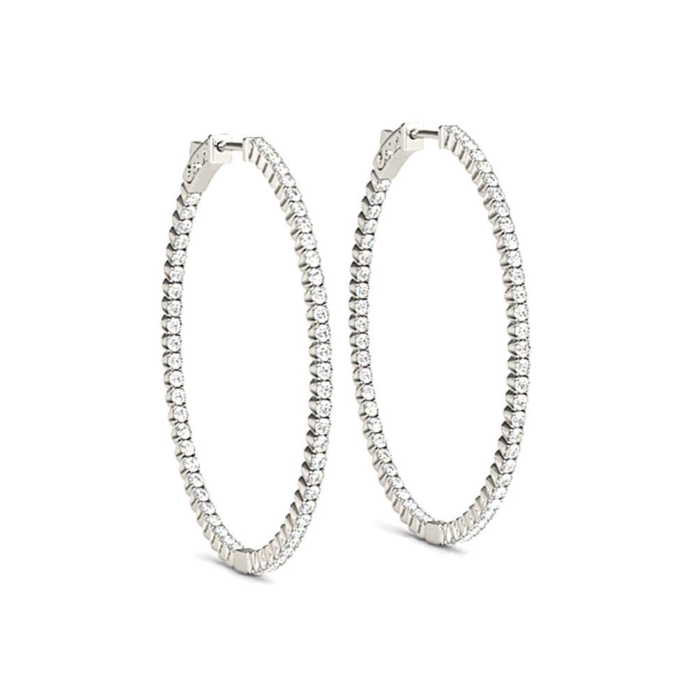 2.25 ctw Diamond Hoop Earrings Oval Inside-Out