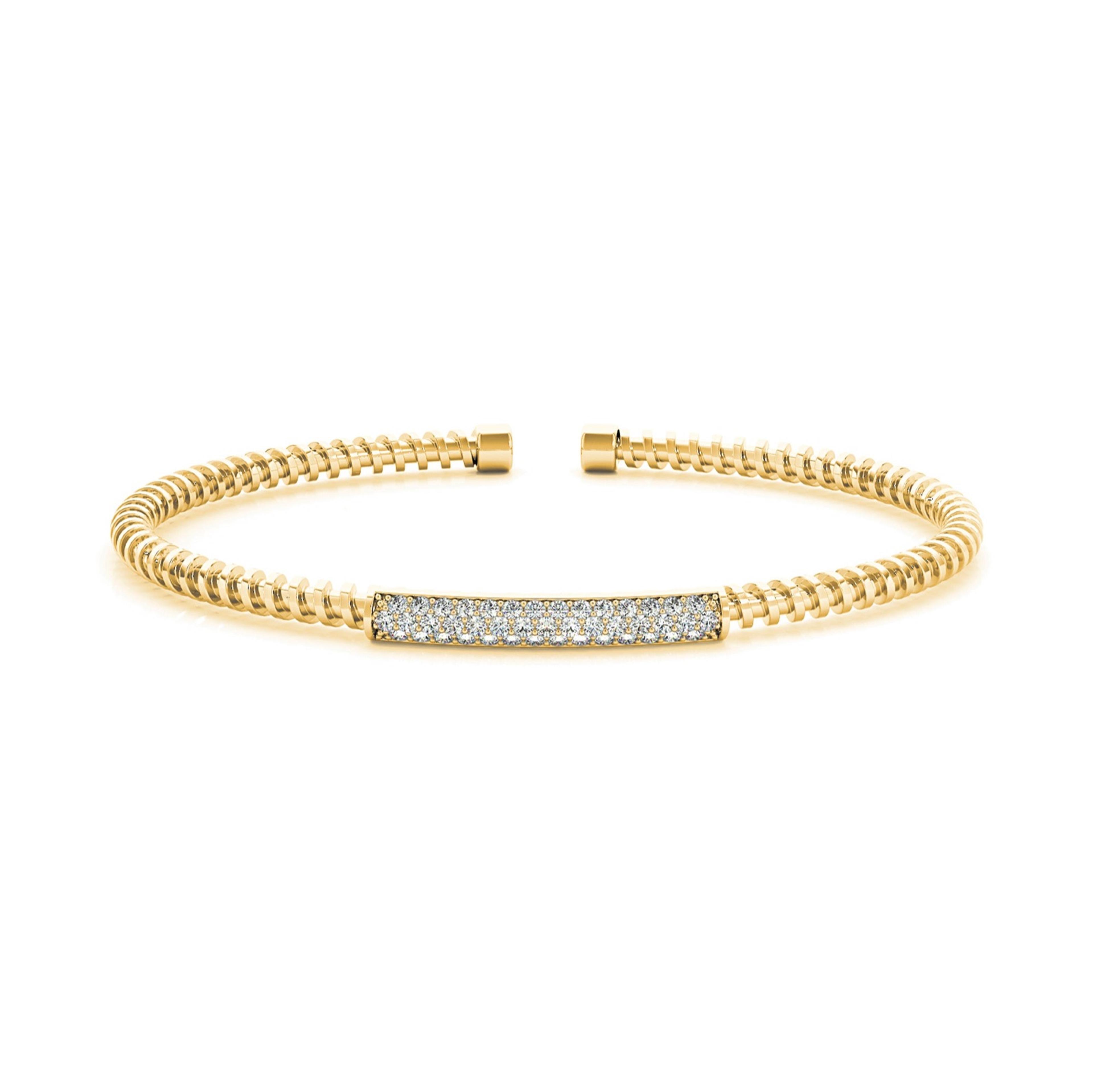 Screw Design 0.50 ctw Round Diamond Cuff Bangle Bracelet-VIRABYANI