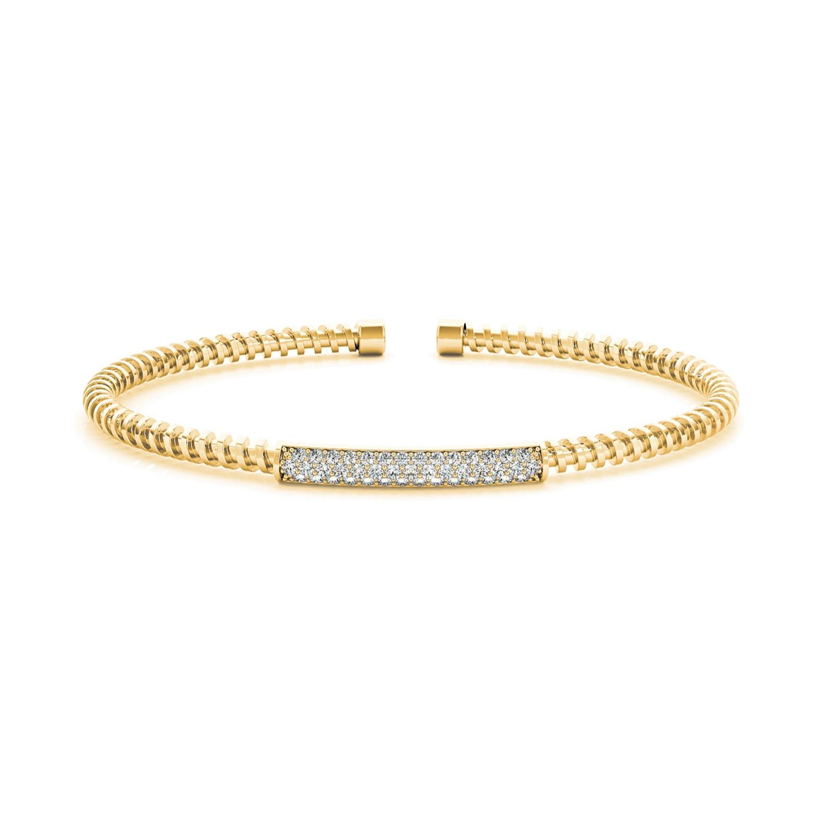 Screw Design 0.50 ctw Round Diamond Cuff Bangle Bracelet-VIRABYANI