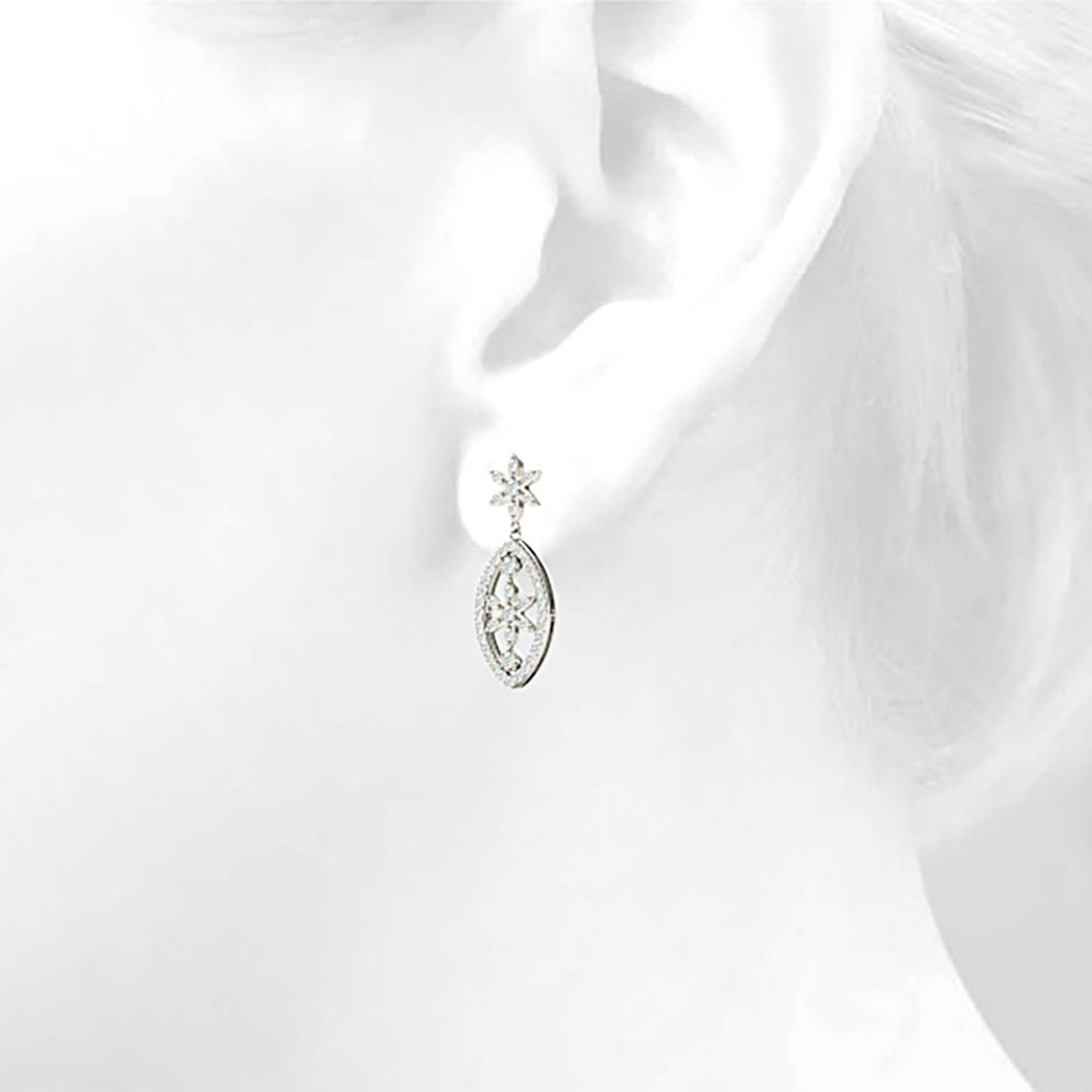 0.50 ctw Diamond Drop Flower Earrings-VIRABYANI