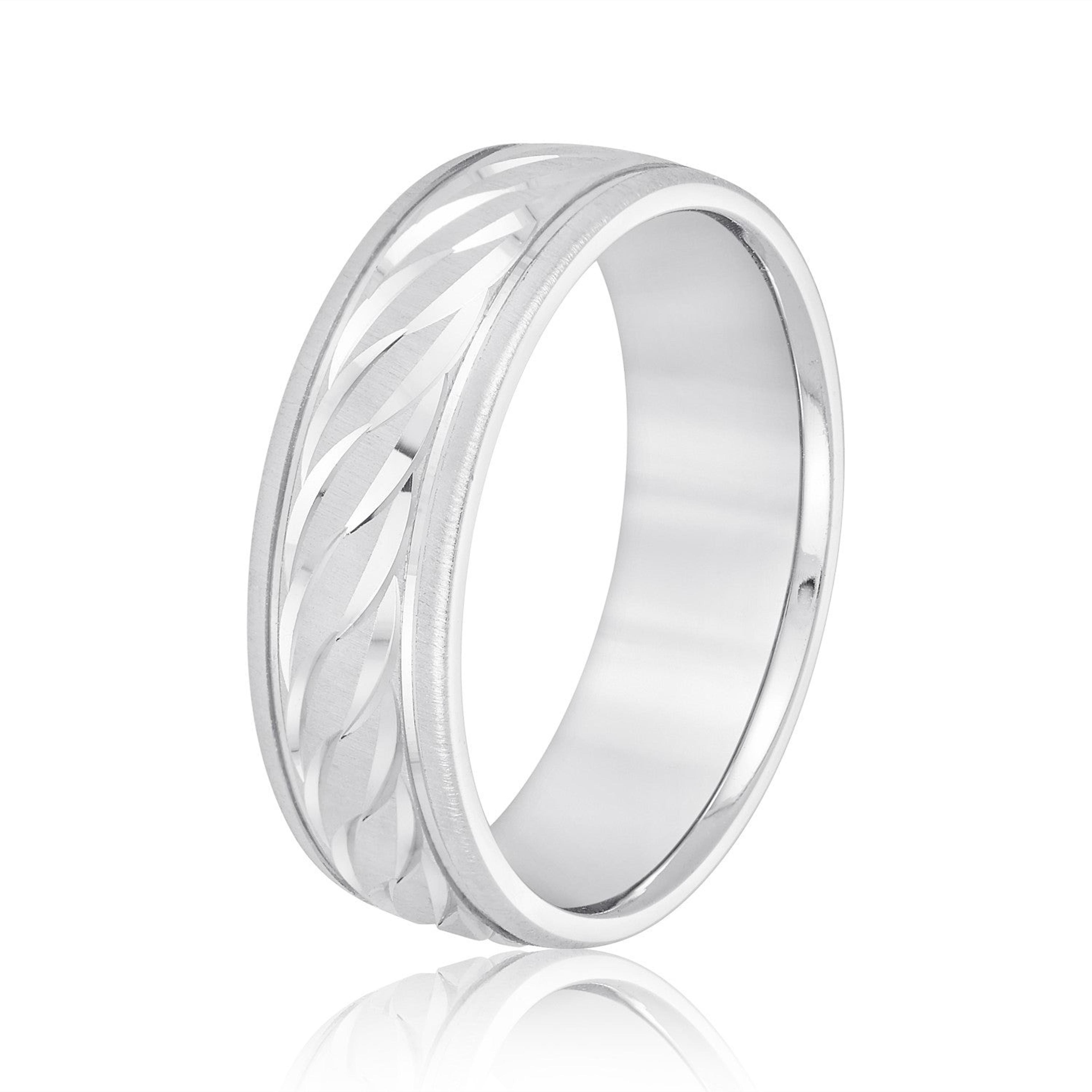 Rope Textured and Engraved Men's Wedding Band