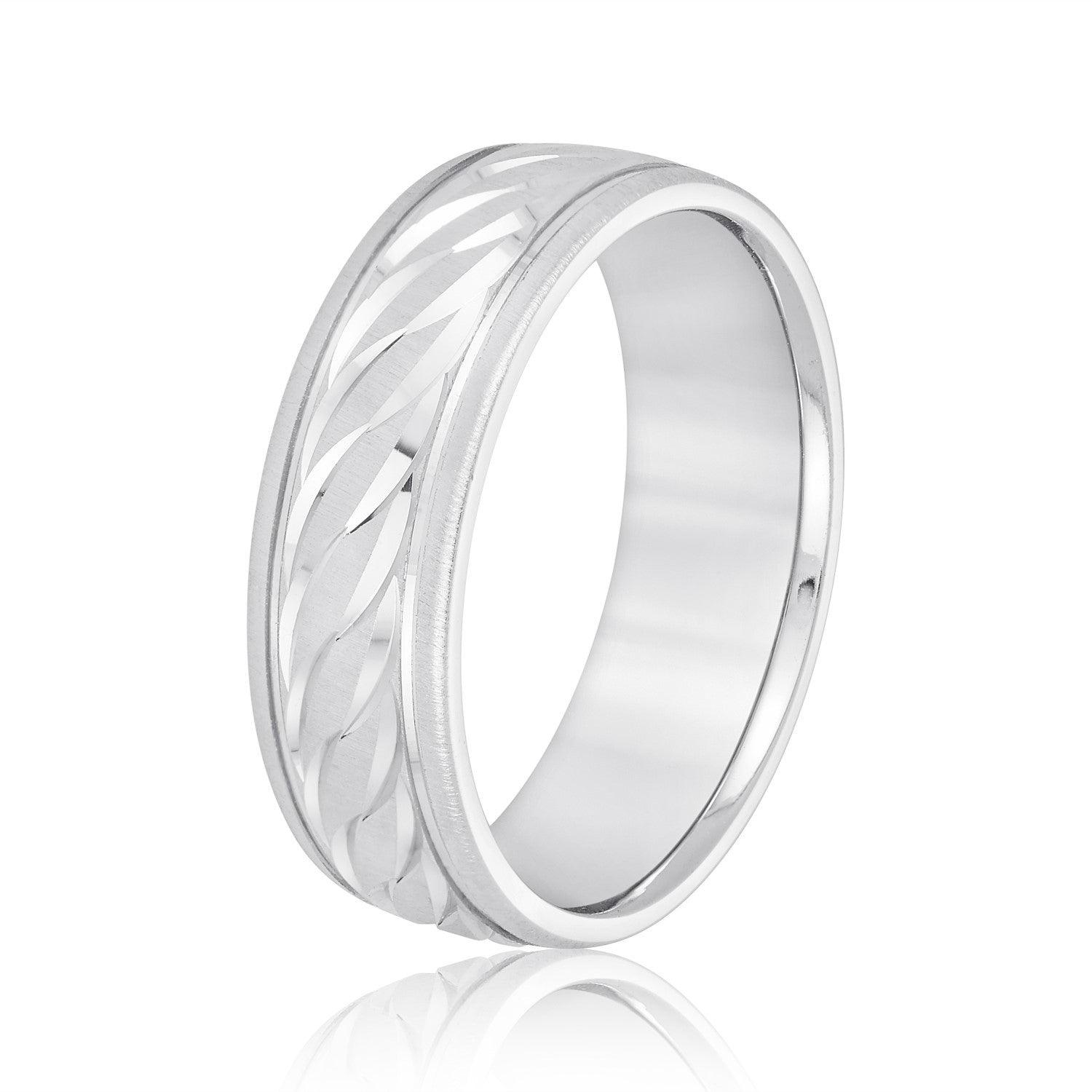 Rope Textured and Engraved Men's Wedding Band