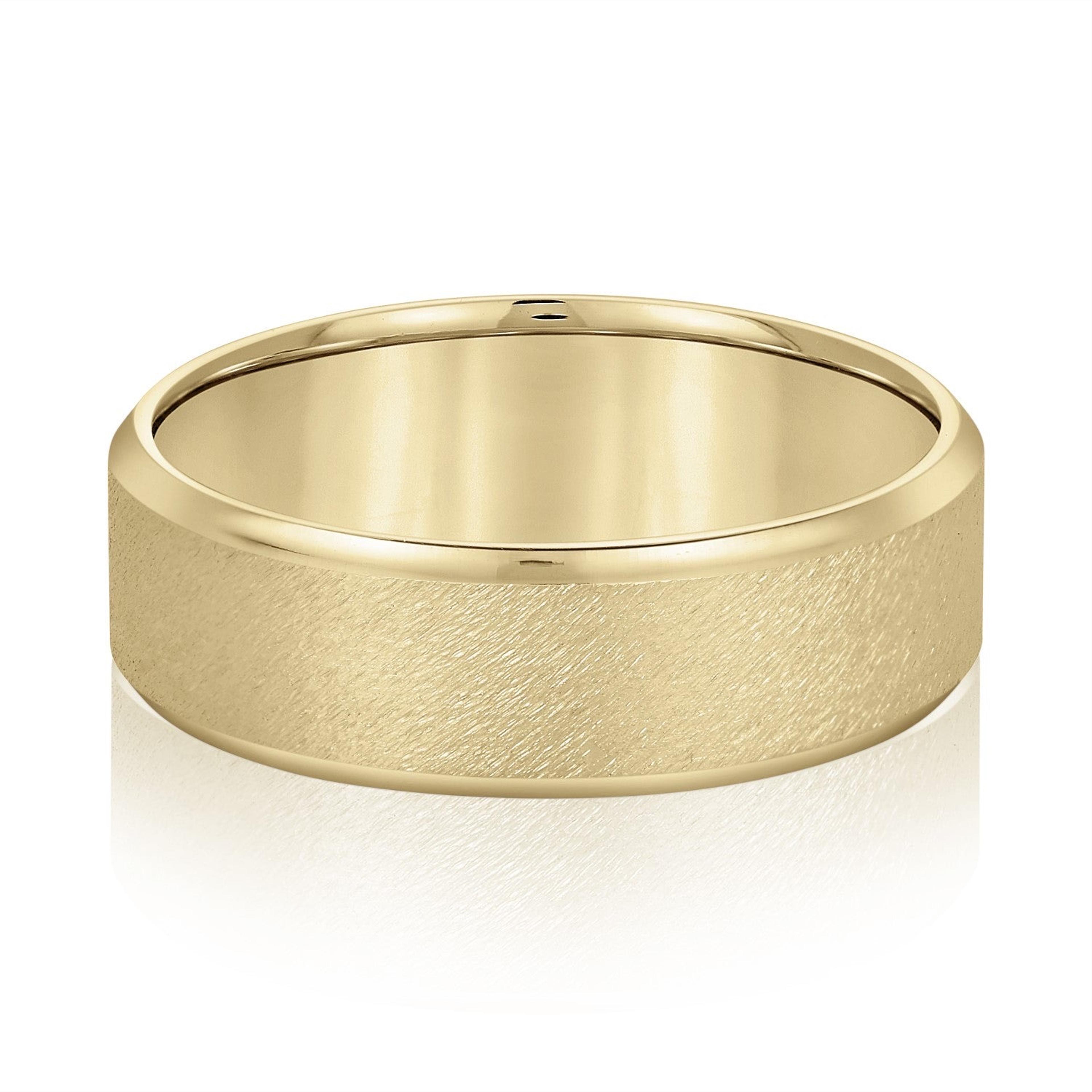 Beveled Edge Comfort Fit Sandblasted Finish Men's Band