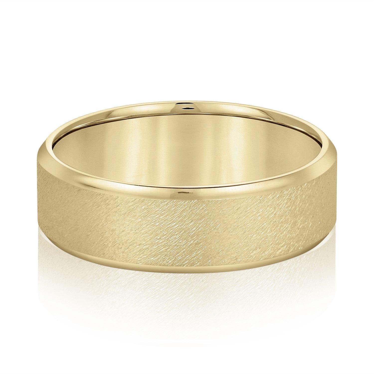 Beveled Edge Comfort Fit Sandblasted Finish Men's Band