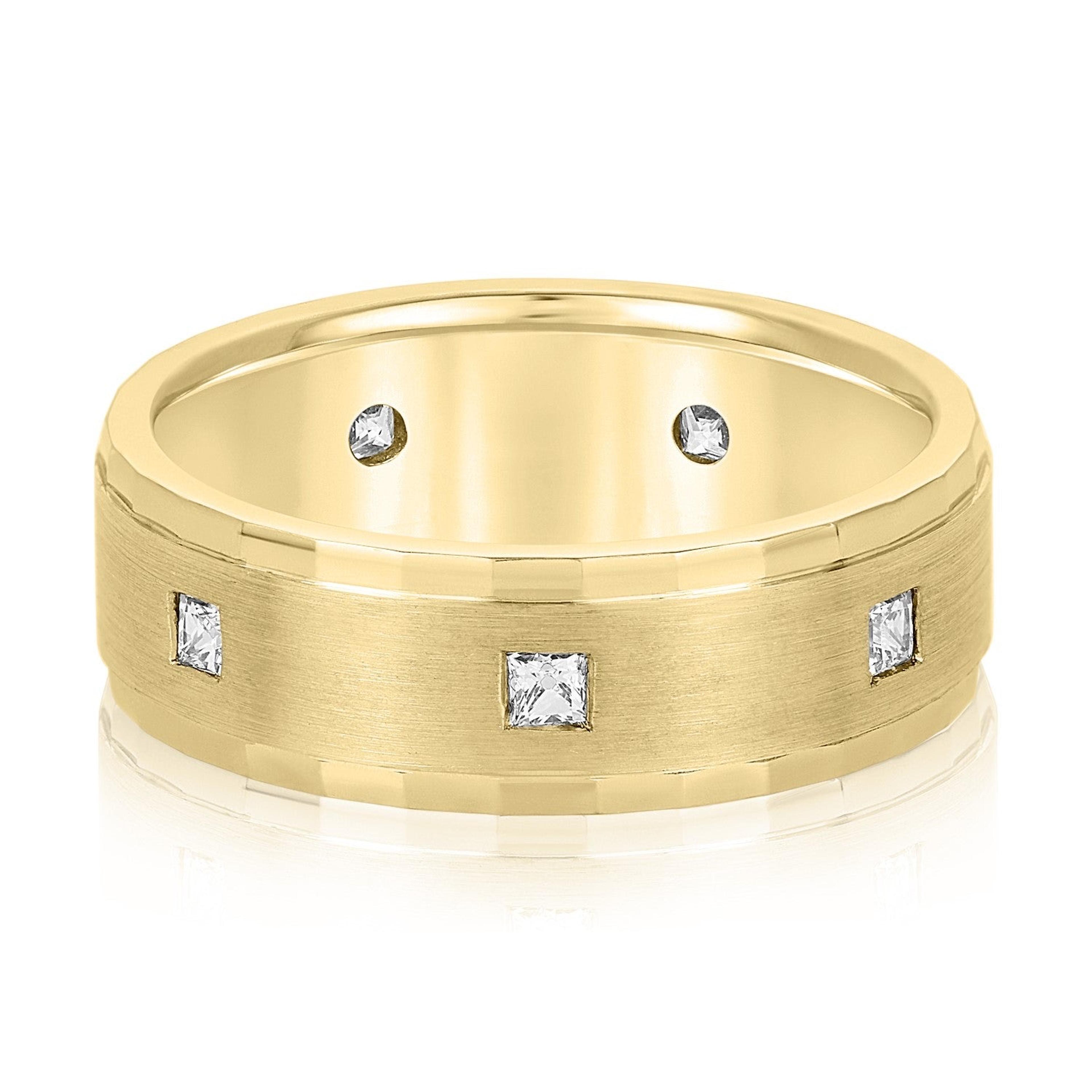 Bezel Set Princess Cut Diamond Men's Wedding Band