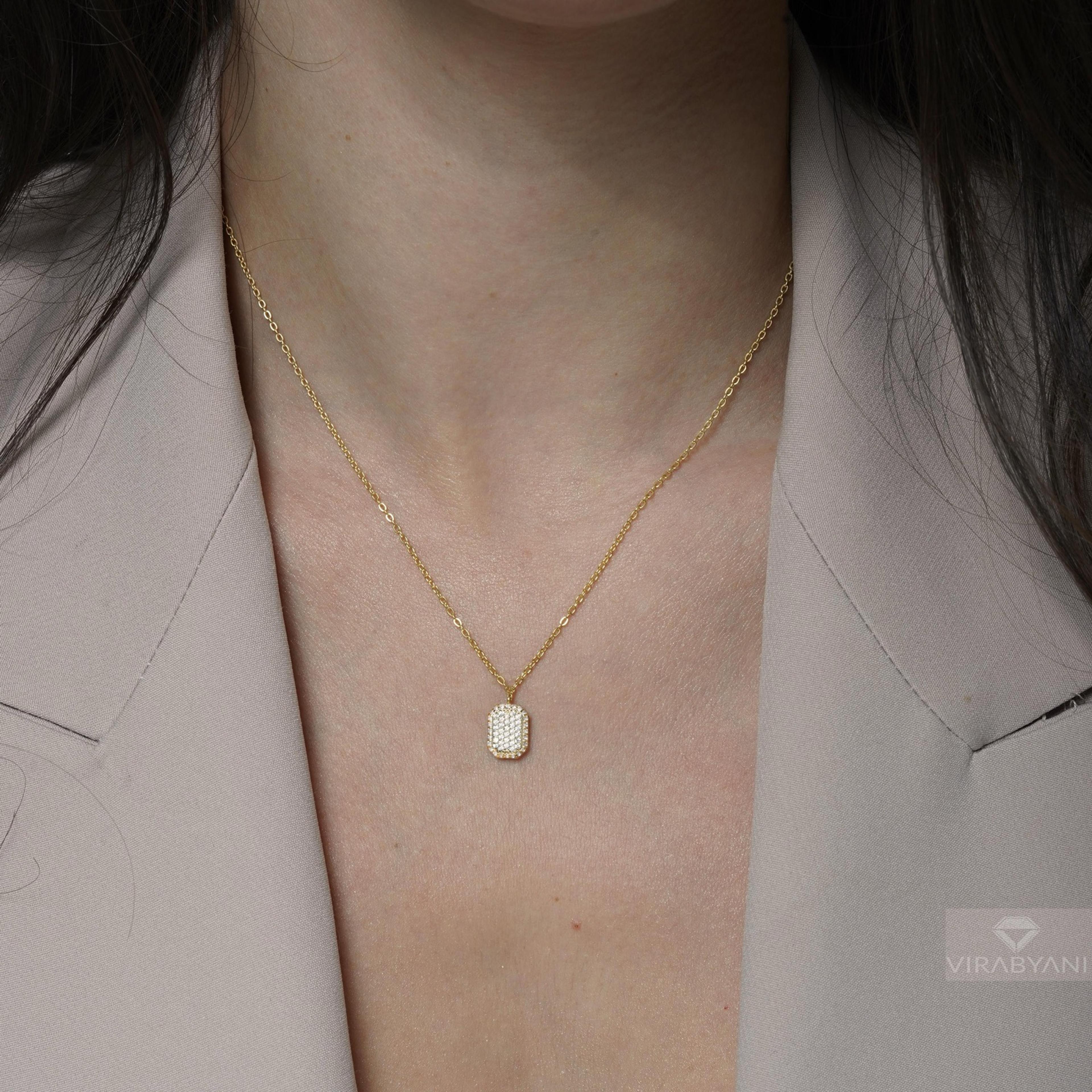 Double Sided Diamond and Sapphire Emerald Shaped AMoré Pavé Necklace