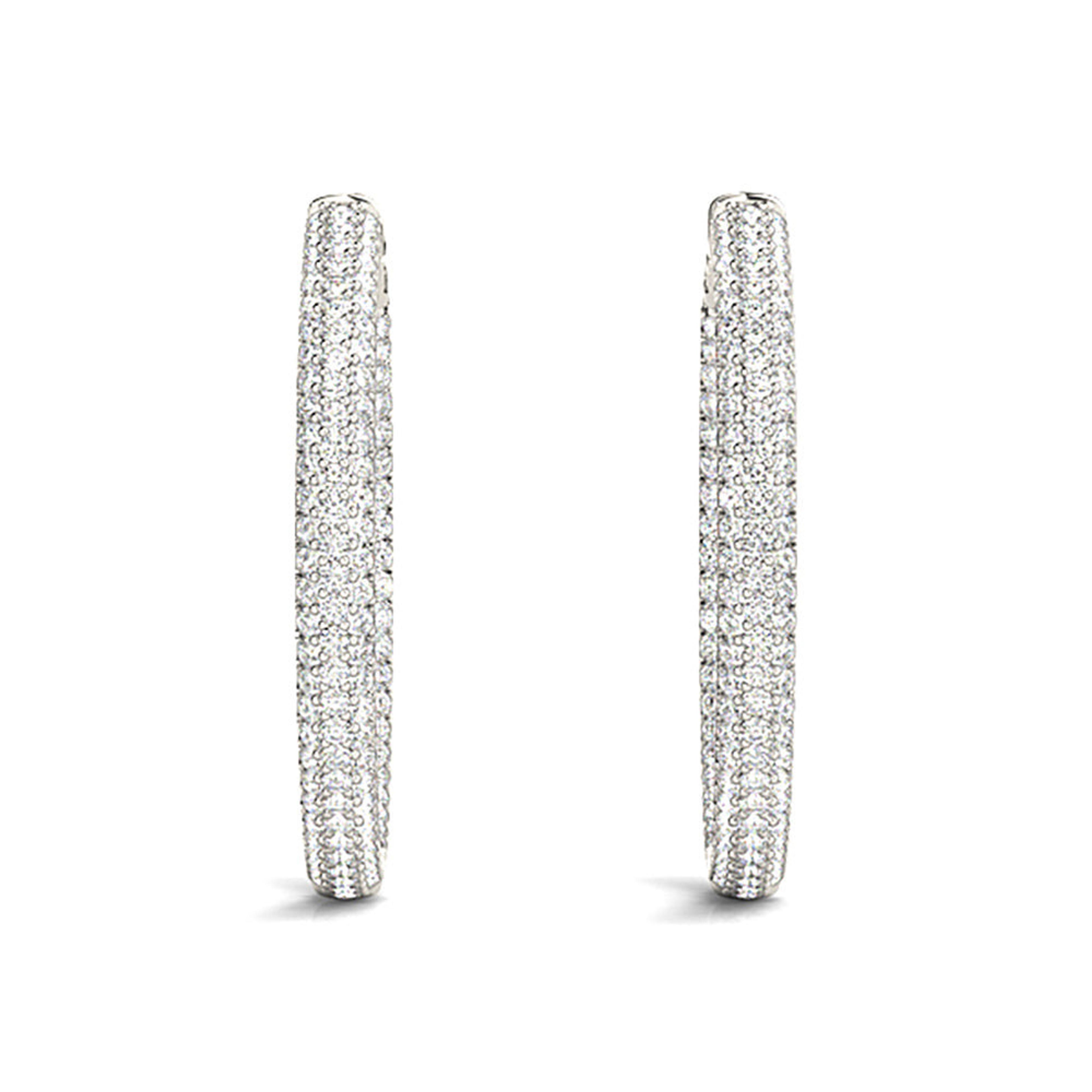 4.0 ctw Diamond Pave Hoop Earrings Inside-Out Style