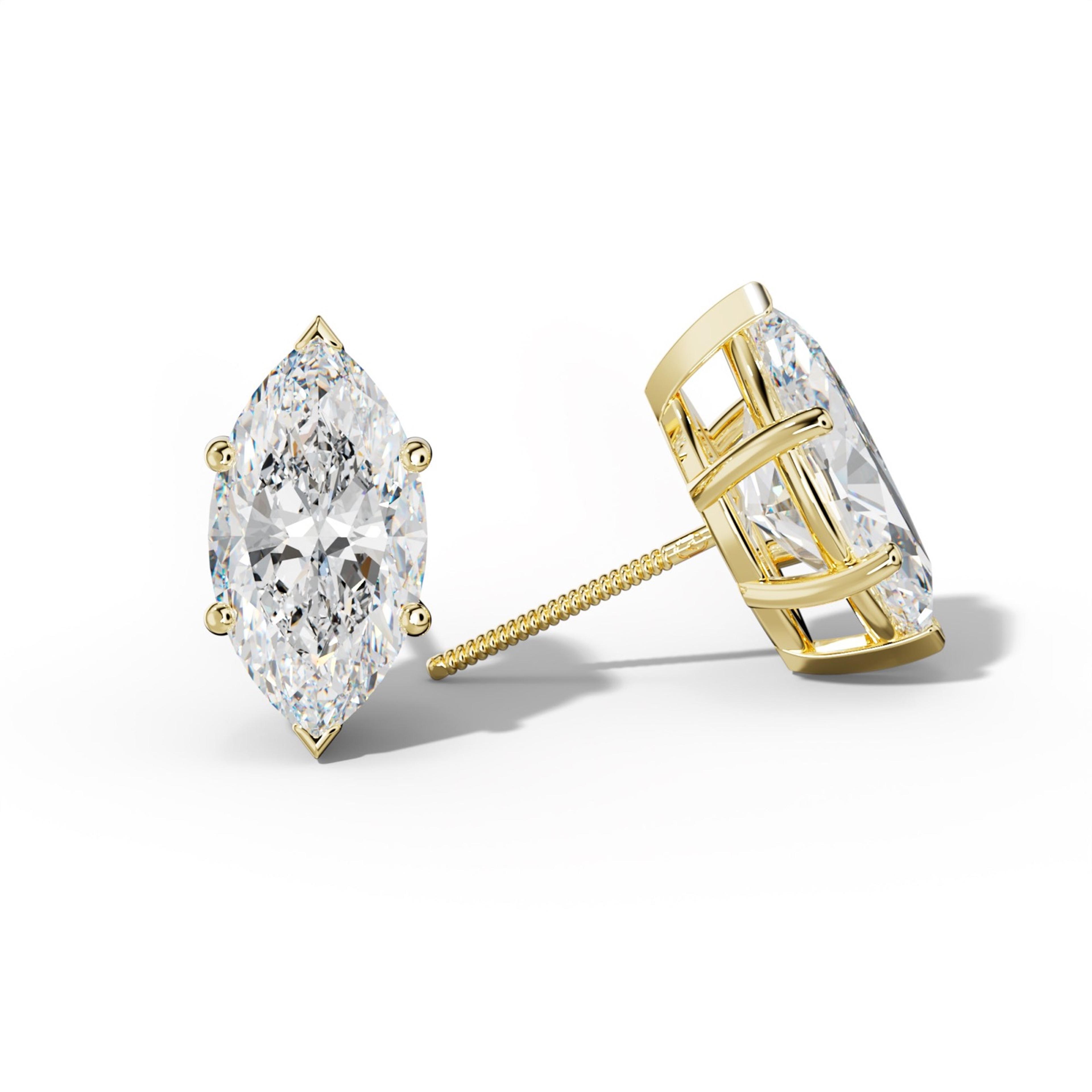 Marquise Diamond Stud Earrings With Classic And V Prongs
