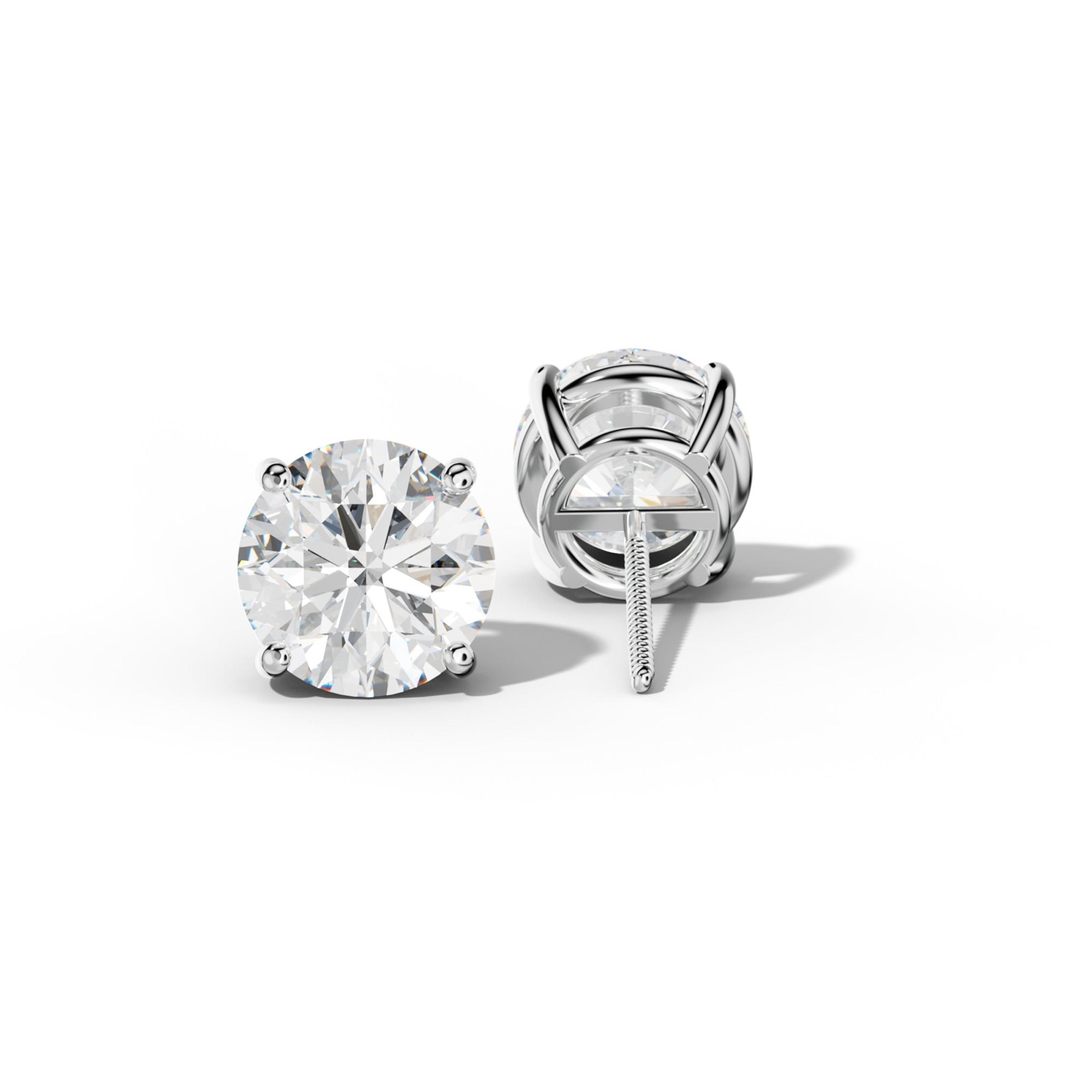 Round Diamond Stud Earrings With Classic Prongs