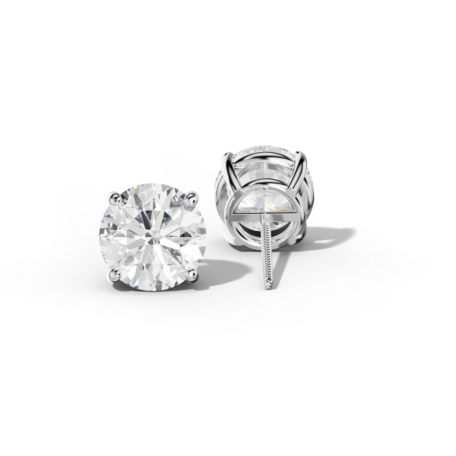 Round Diamond Stud Earrings With Classic Prongs