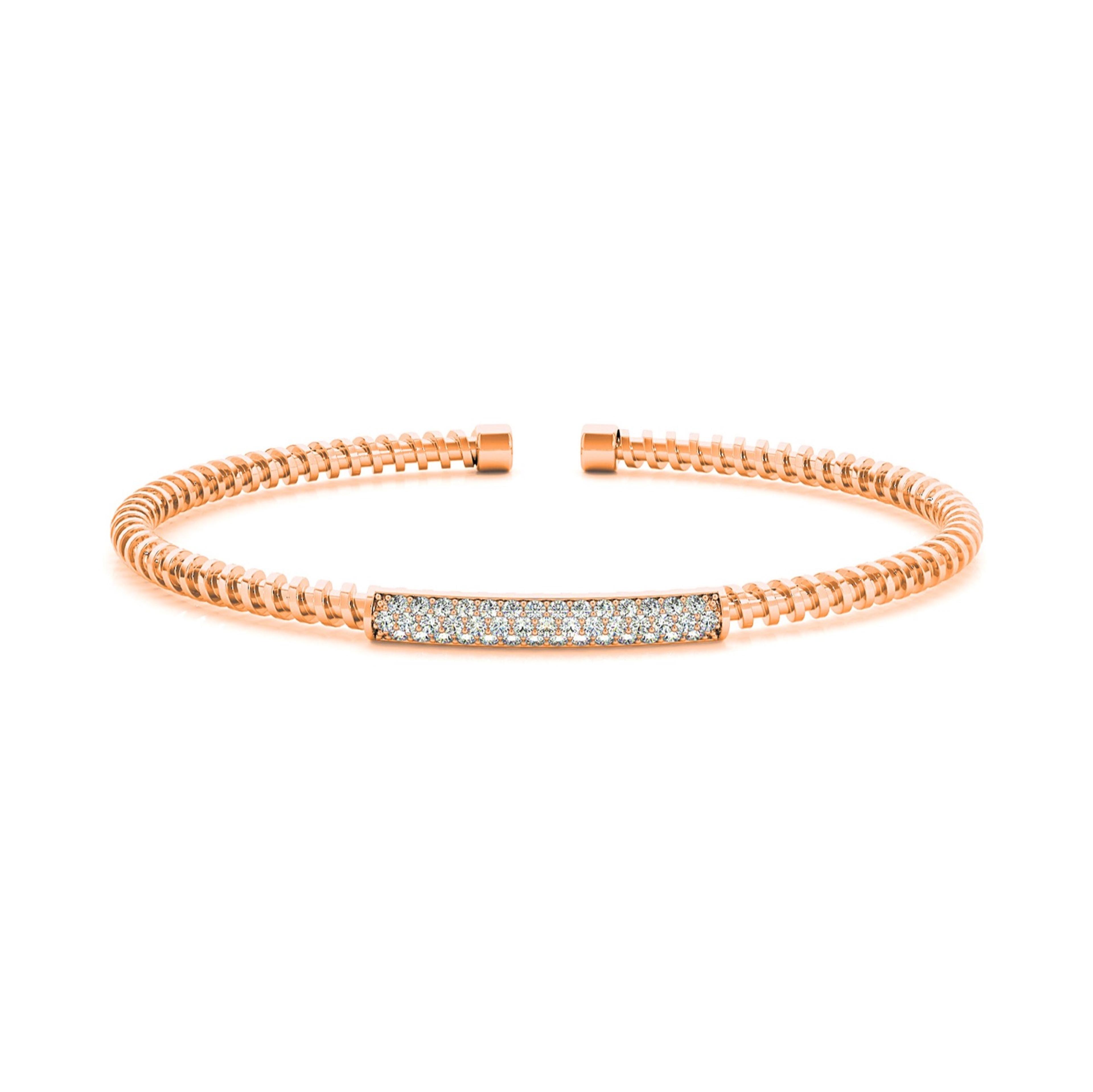 Screw Design 0.50 ctw Round Diamond Cuff Bangle Bracelet-VIRABYANI