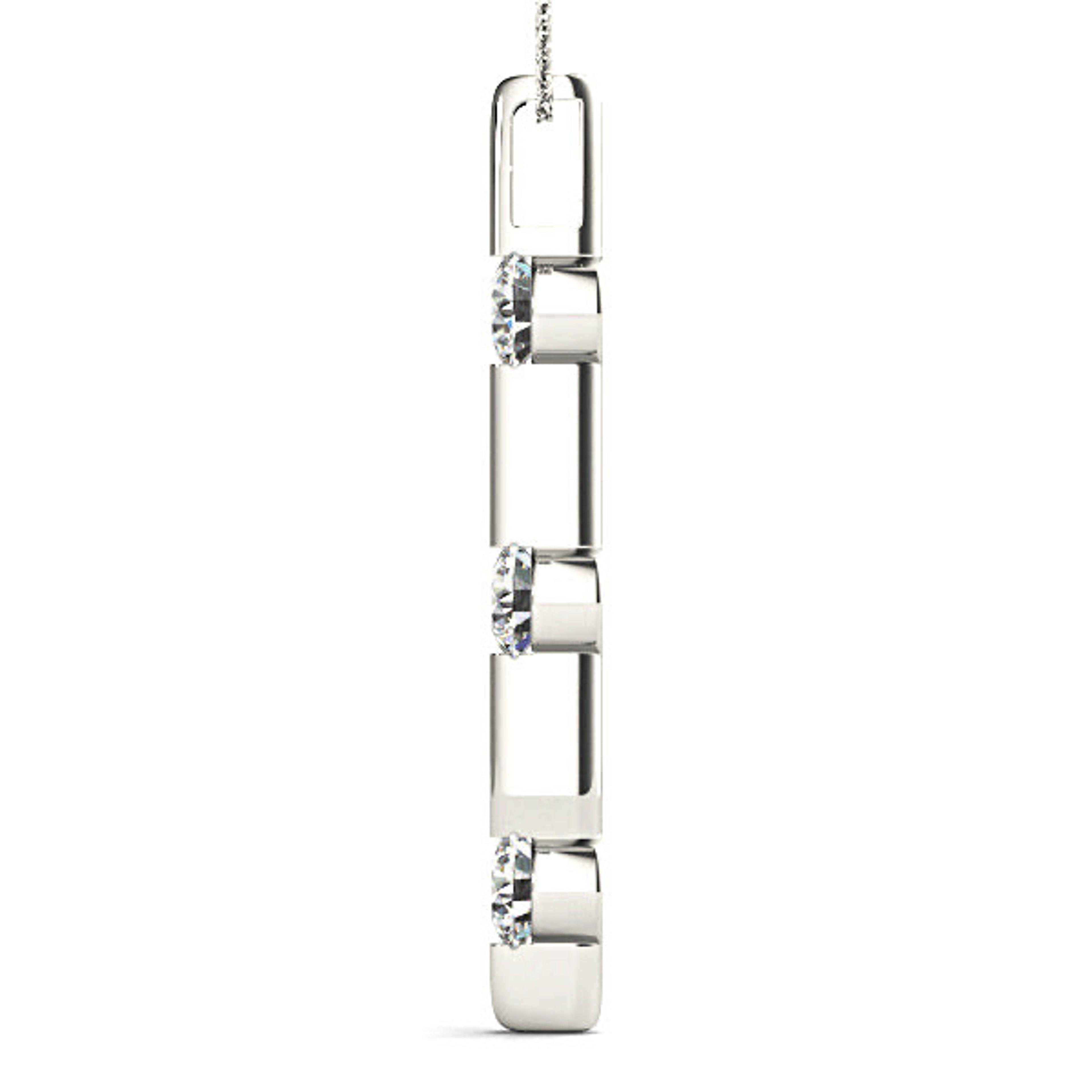 Bar Set 1.00 ctw Diamond Three Stone Necklace Pendant-VIRABYANI