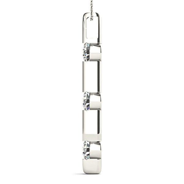 Bar Set 1.00 ctw Diamond Three Stone Necklace Pendant-VIRABYANI