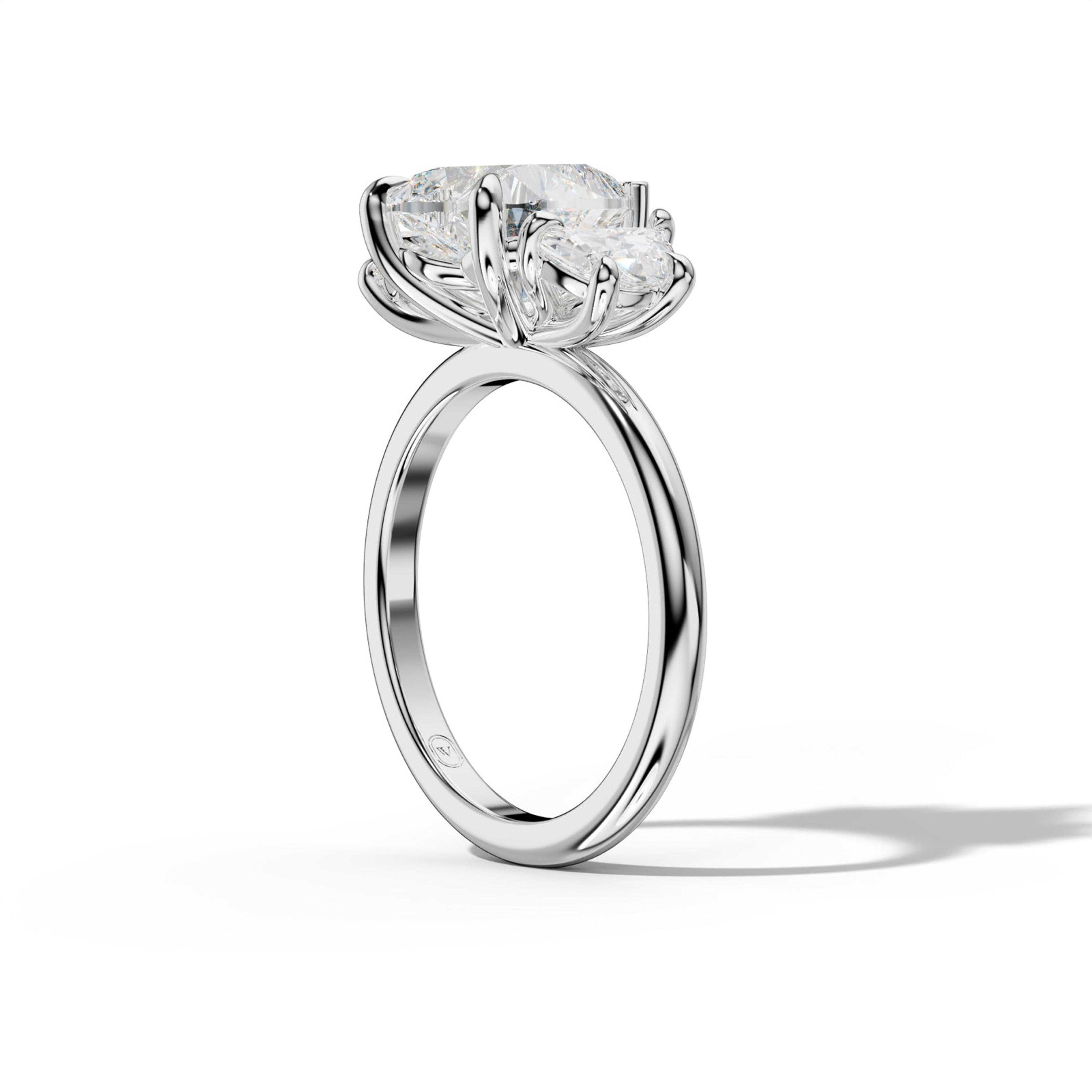 Itzel Heart Center Half Moon Side Diamond Engagement Ring