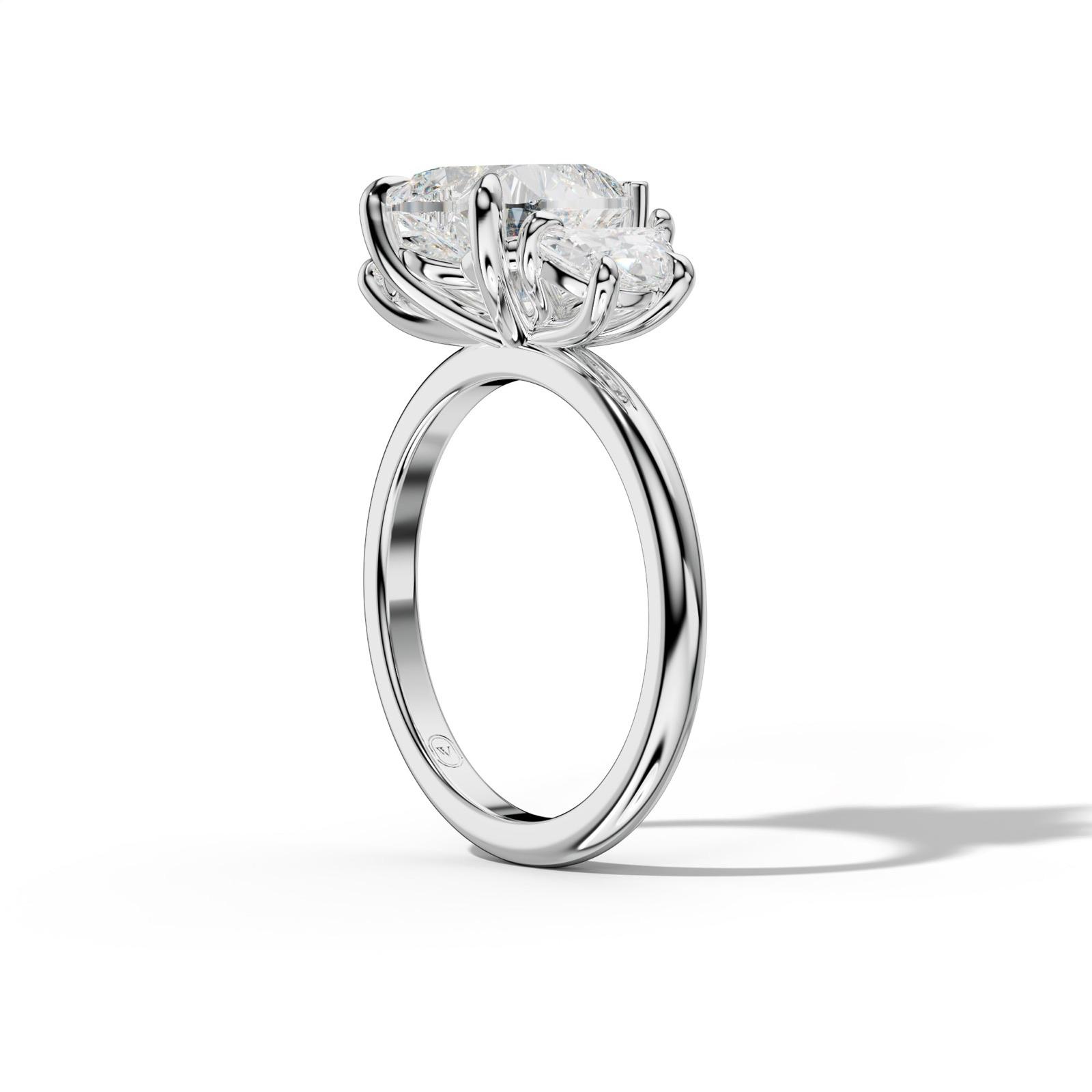 Itzel Heart Center Half Moon Side Diamond Engagement Ring