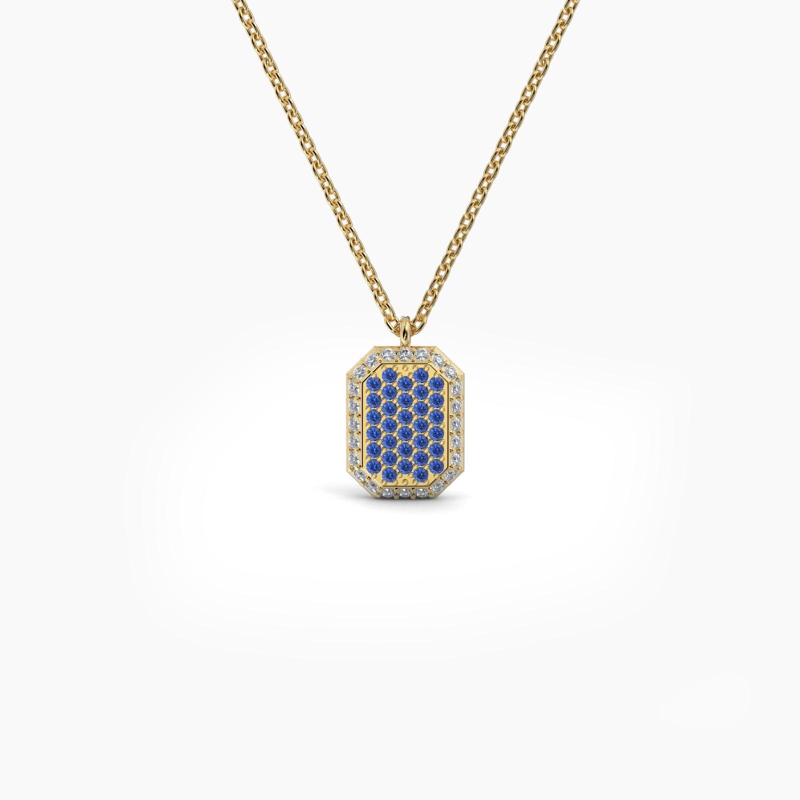 Double Sided Diamond and Sapphire Emerald Shaped AMoré Pavé Necklace
