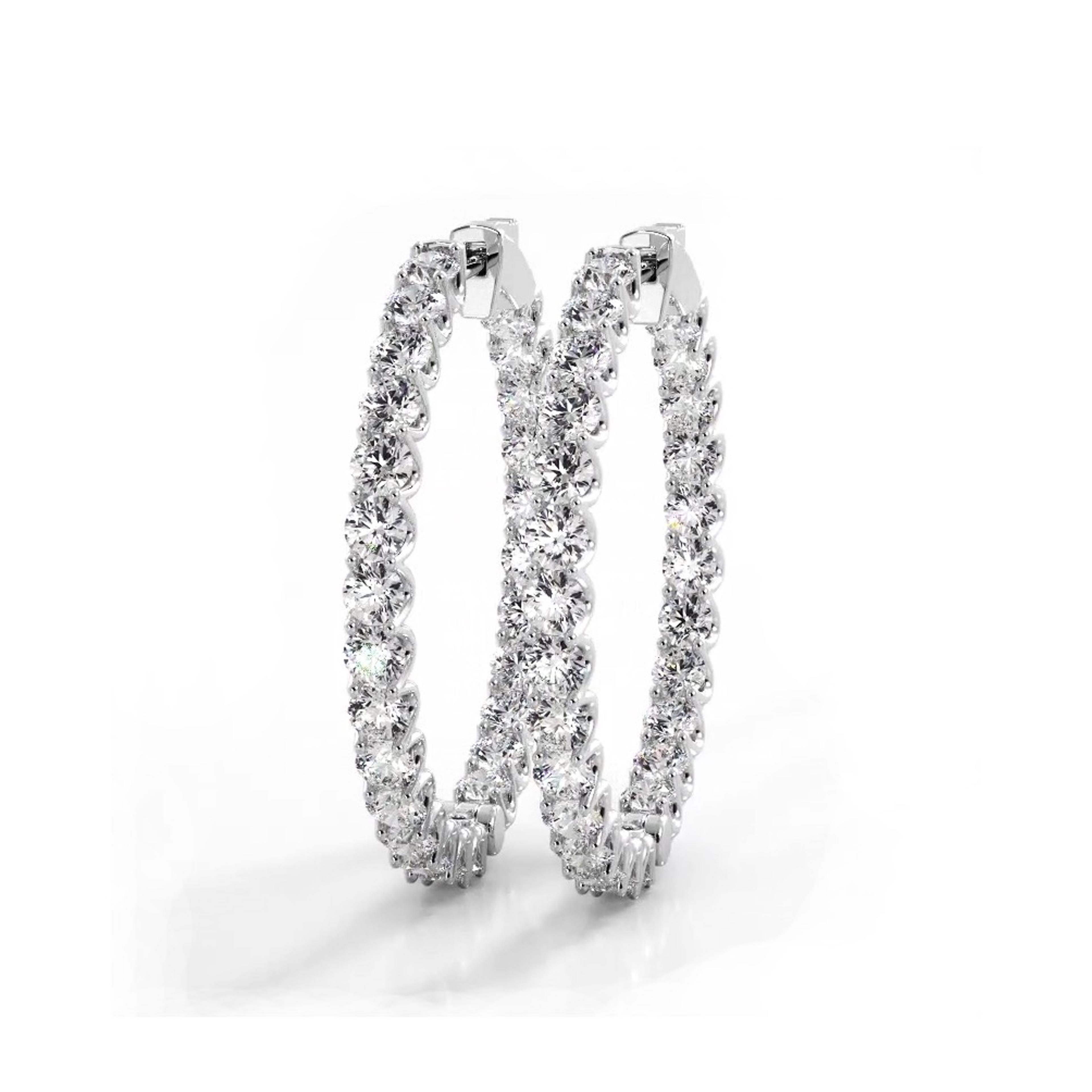 2.30 ctw. Inside Out U Prong Diamond Medium Hoop Earrings
