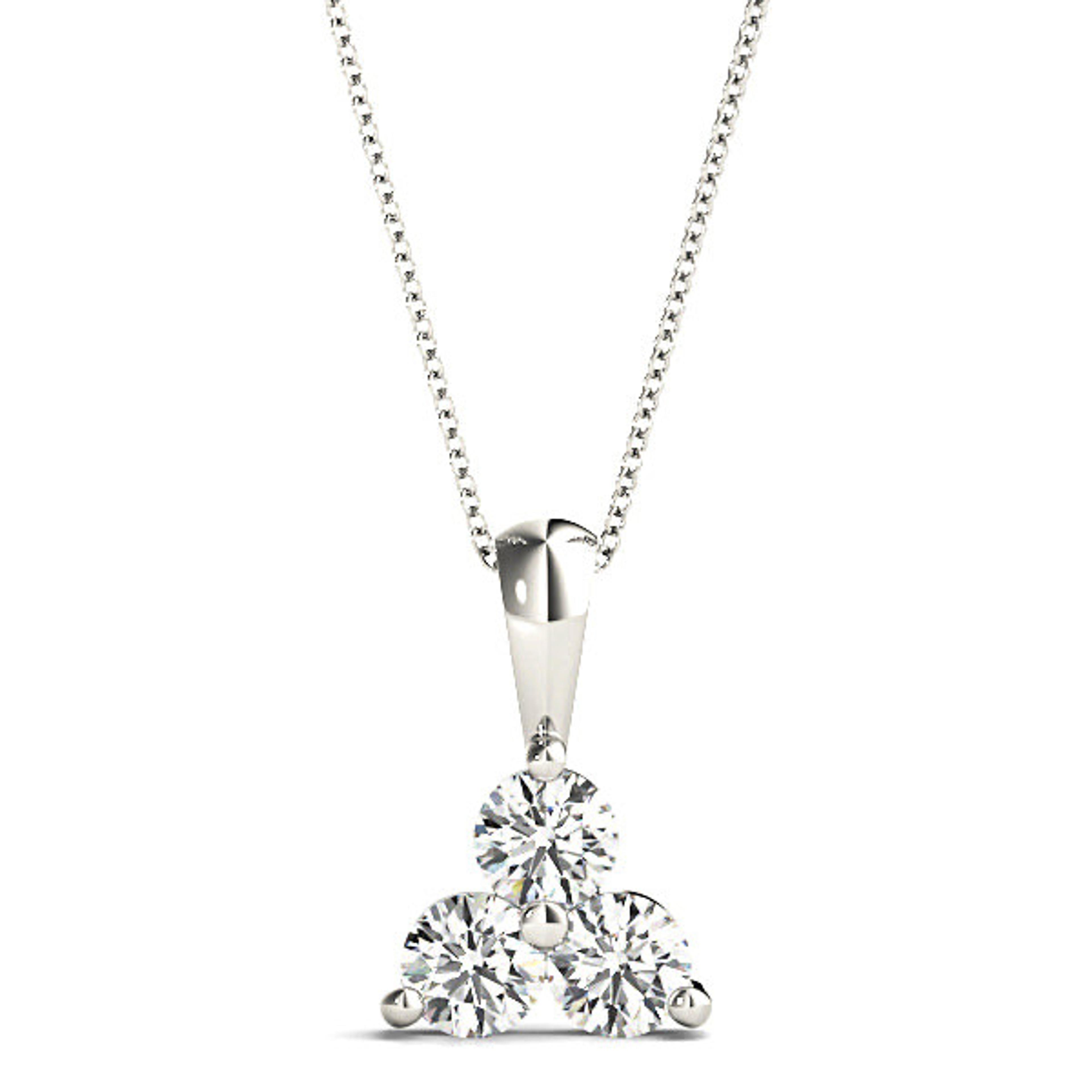 1.00 ctw Diamond Three Stone Necklace Pendant-VIRABYANI
