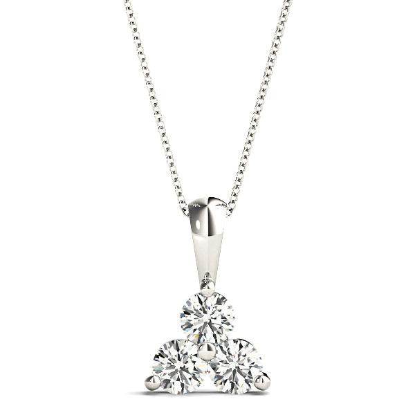 1.00 ctw Diamond Three Stone Necklace Pendant-VIRABYANI