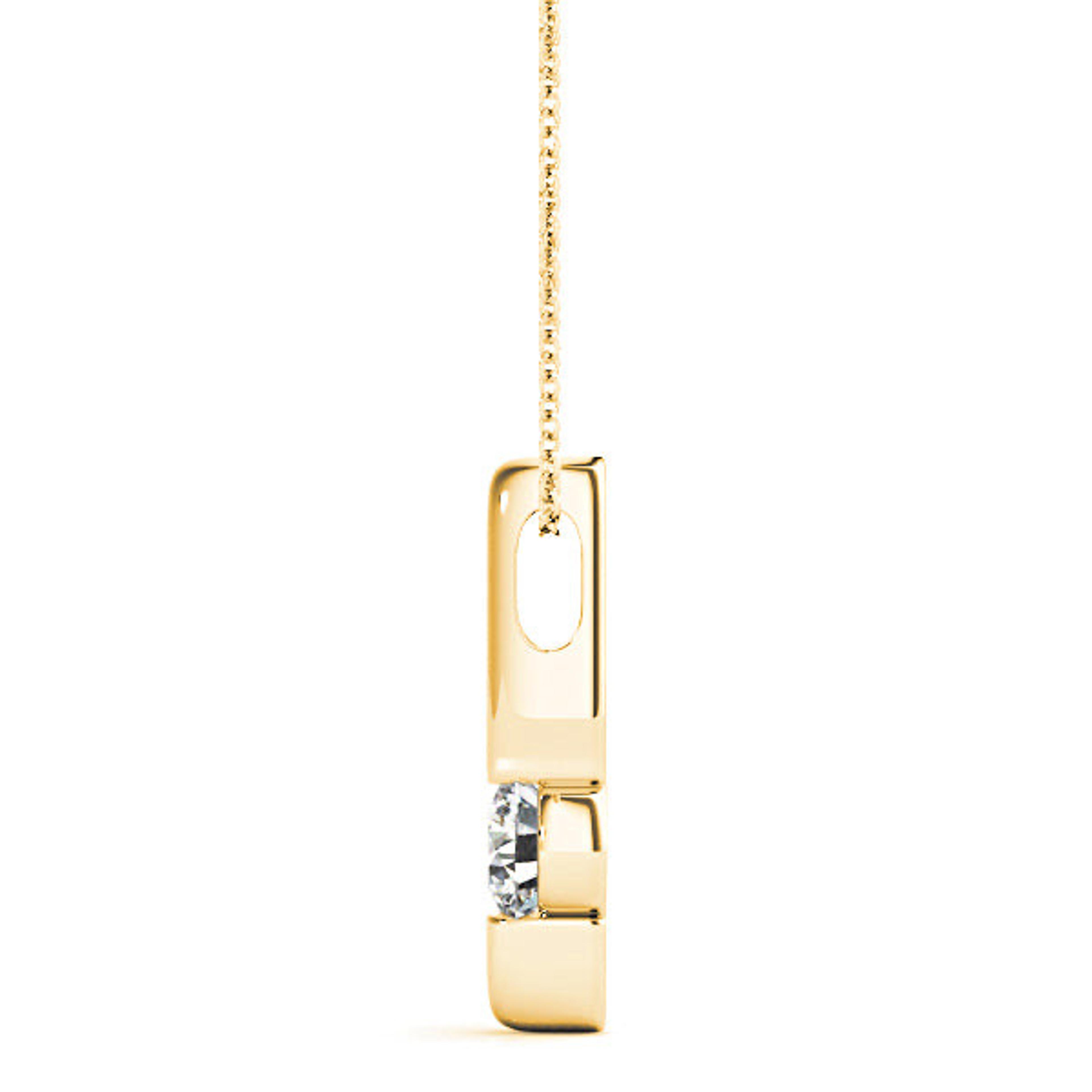 Bar Set Round Diamond Solitaire Necklace Pendant-VIRABYANI