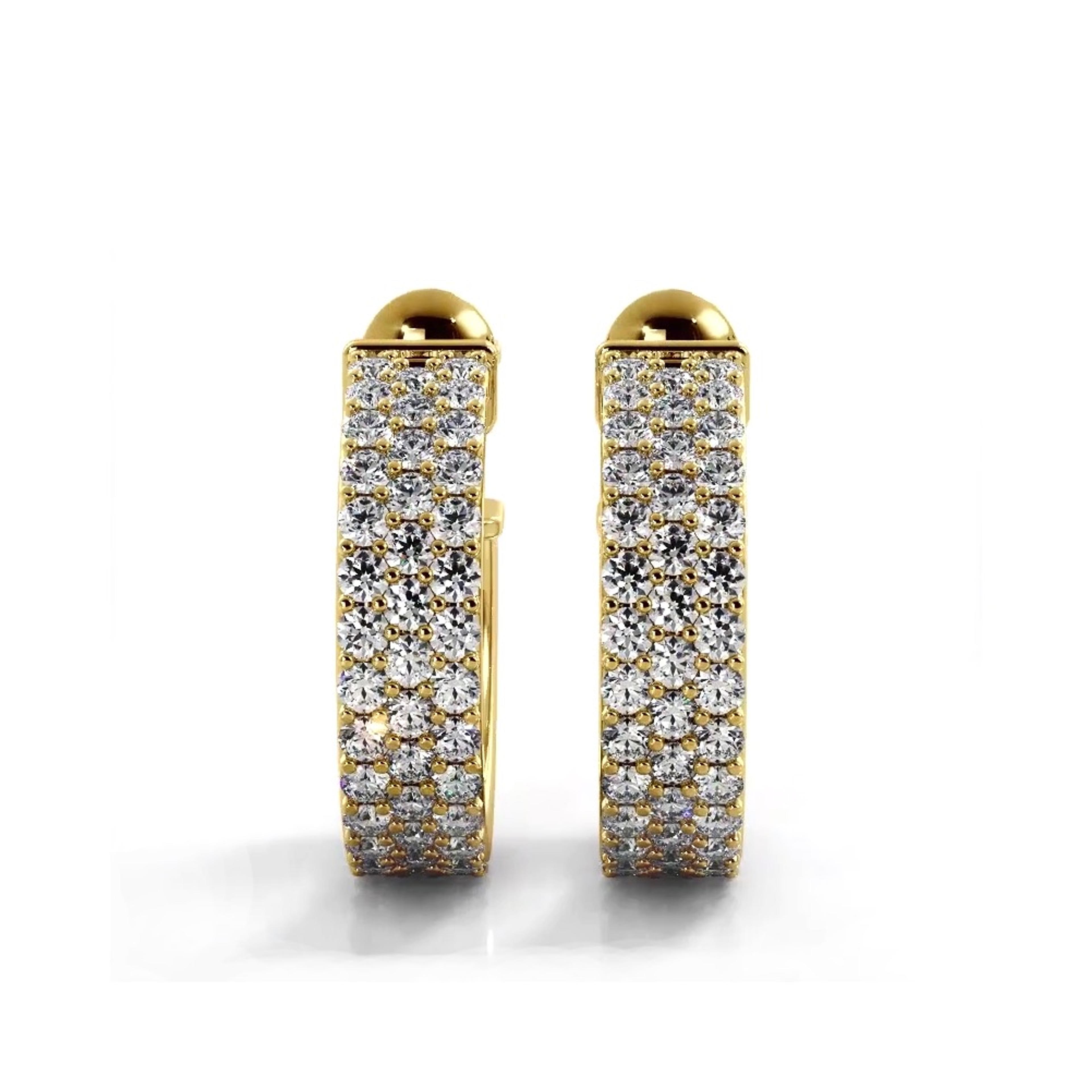 2.0 ctw. Classic Triple Row Pave Diamond Hoop Earrings