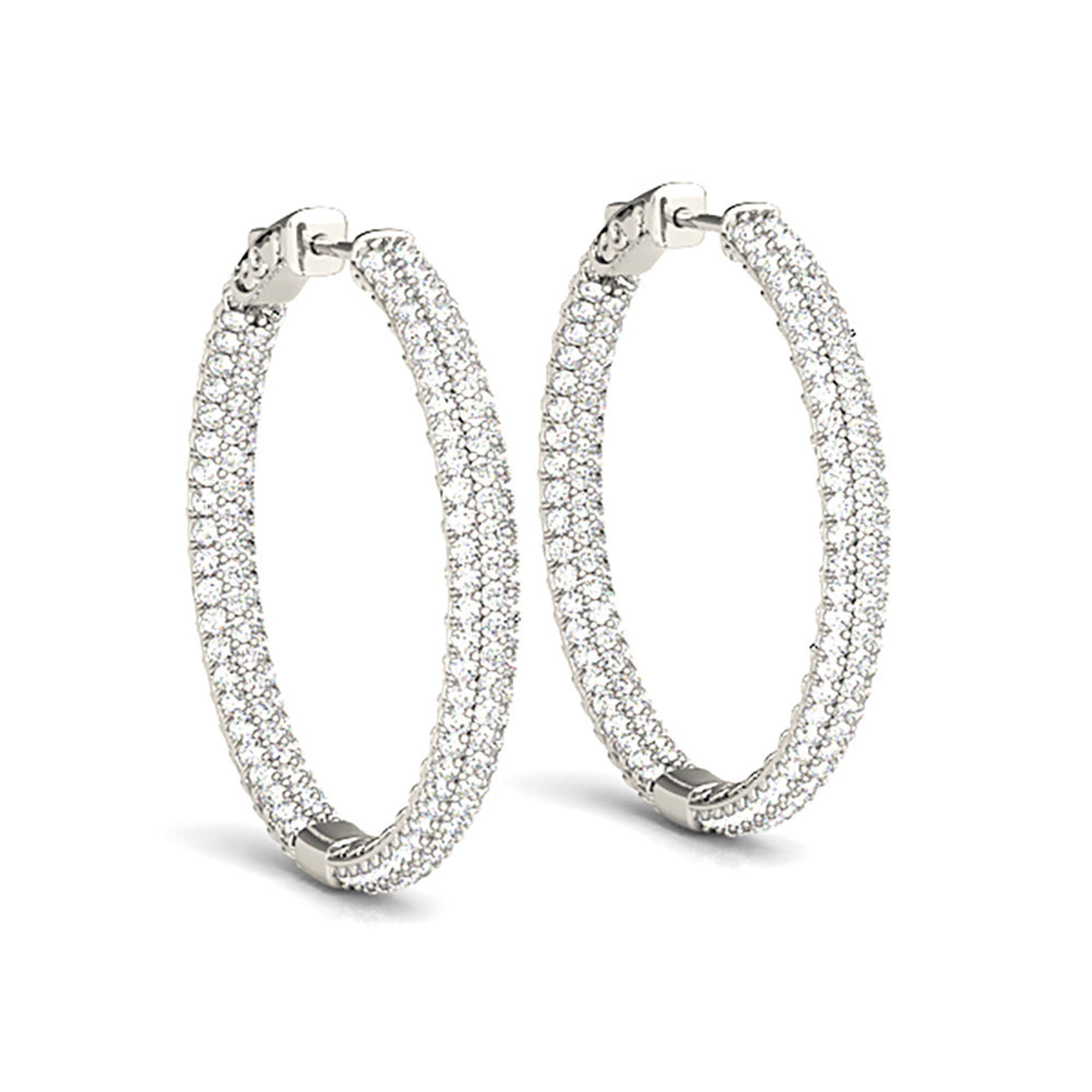 4.0 ctw Diamond Pave Hoop Earrings Inside-Out Style