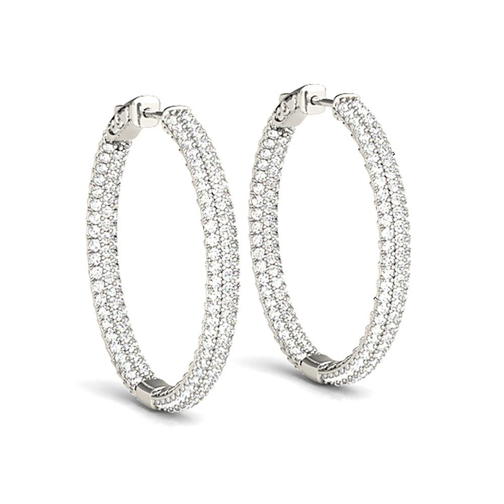 4.0 ctw Diamond Pave Hoop Earrings Inside-Out Style