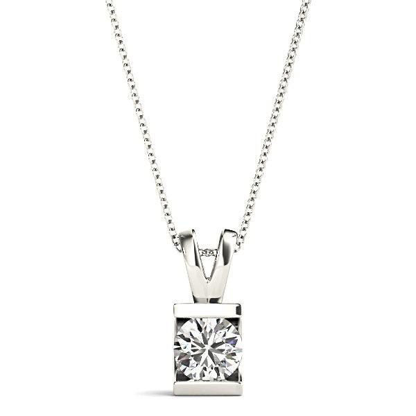 Bar Set Round Diamond Solitaire Necklace Pendant-VIRABYANI