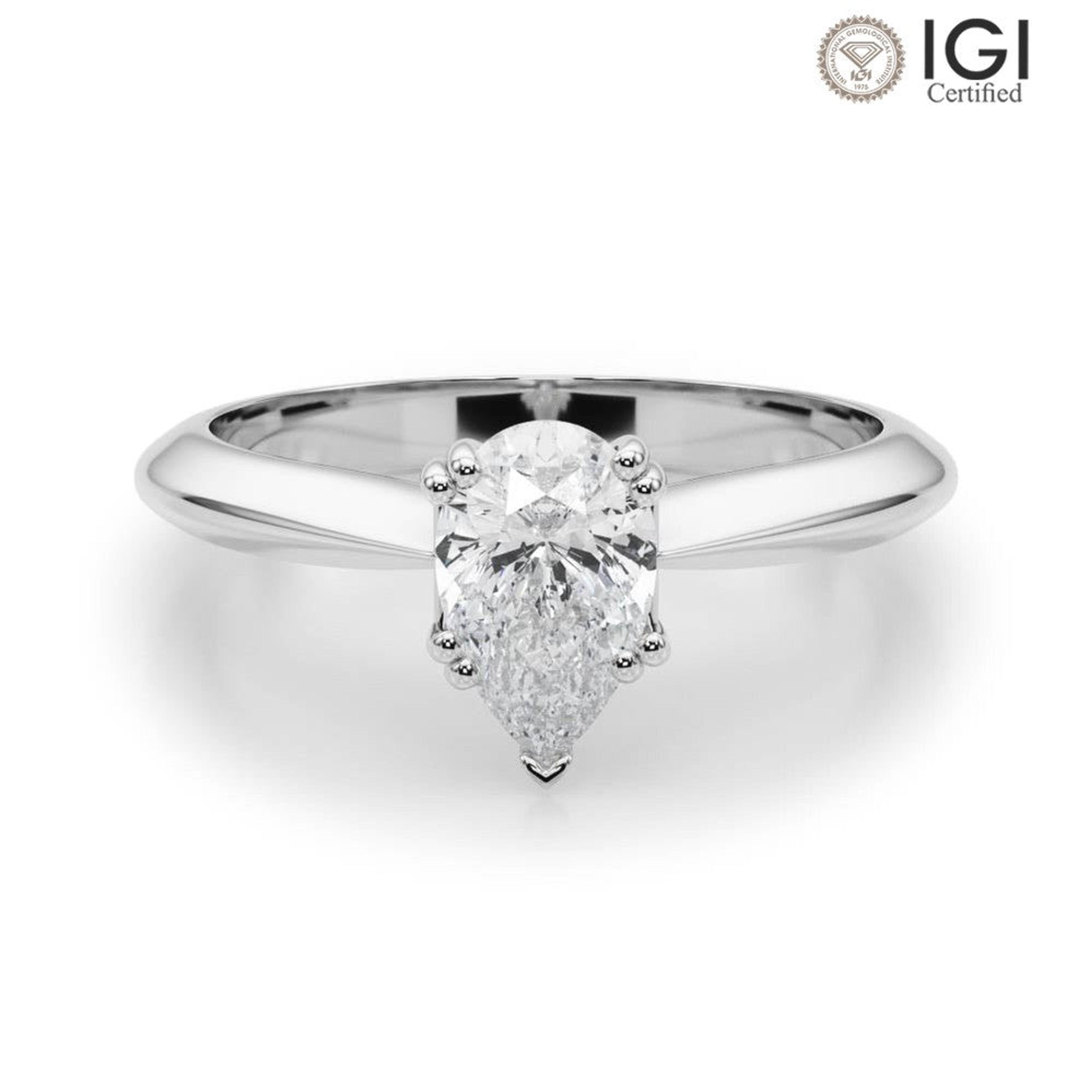 Ava Pear Lab Grown Diamond Solitaire Engagement Ring IGI Certified