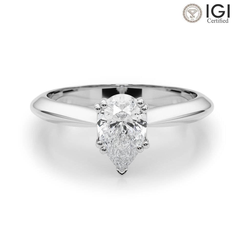 Ava Pear Lab Grown Diamond Solitaire Engagement Ring IGI Certified